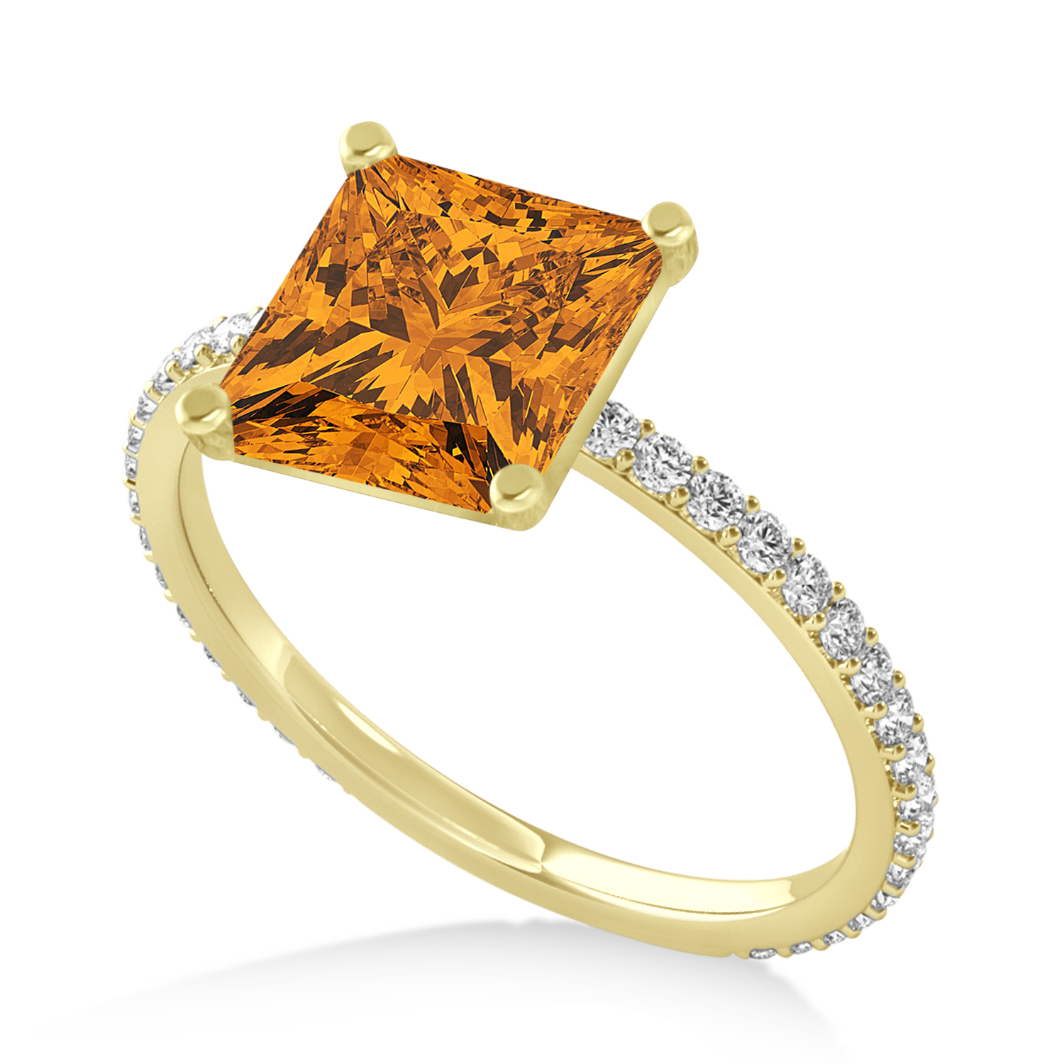 Princess Citrine & Diamond Hidden Halo Engagement Ring 18k Yellow Gold (0.89ct)