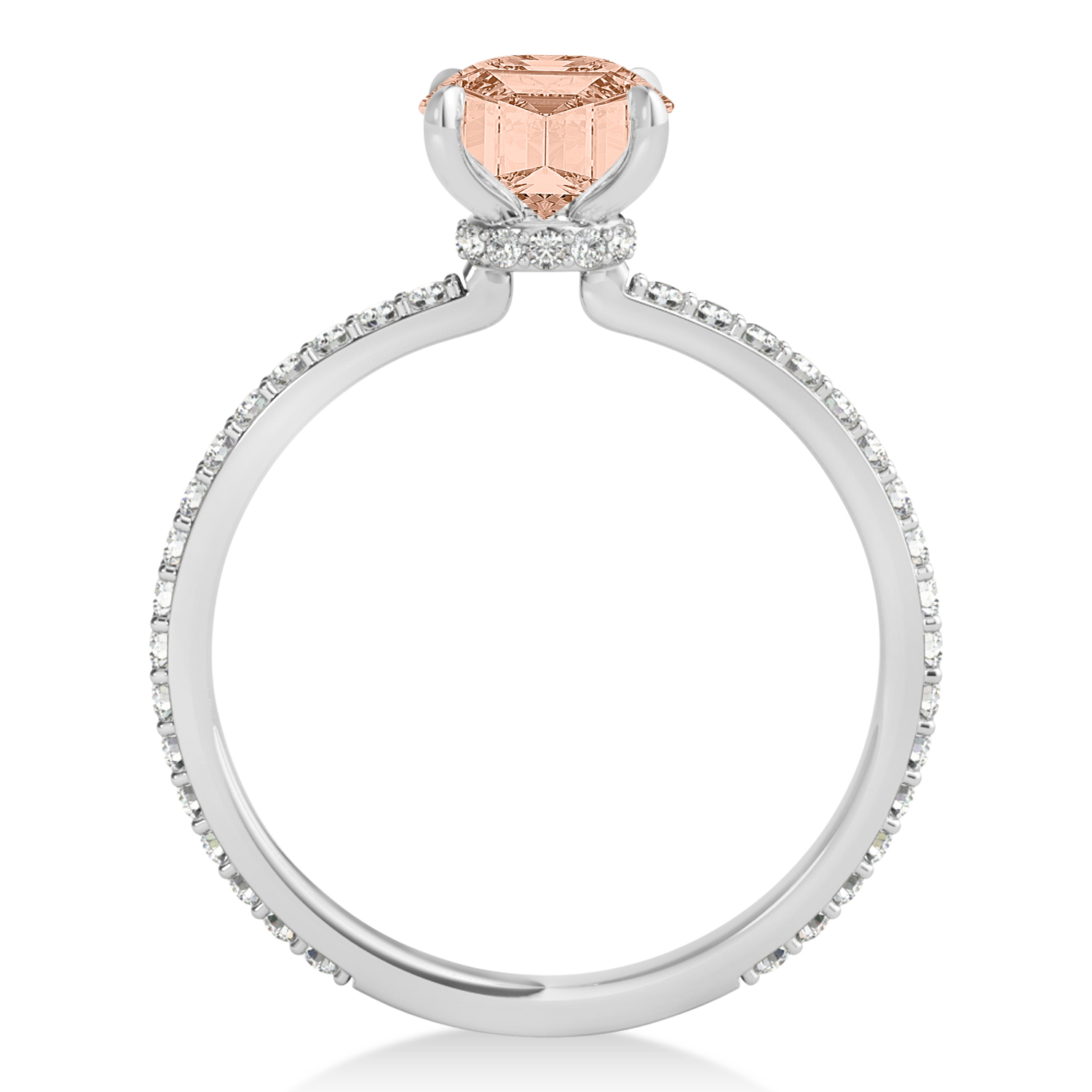 Princess Morganite & Diamond Hidden Halo Engagement Ring Platinum (0.89ct)