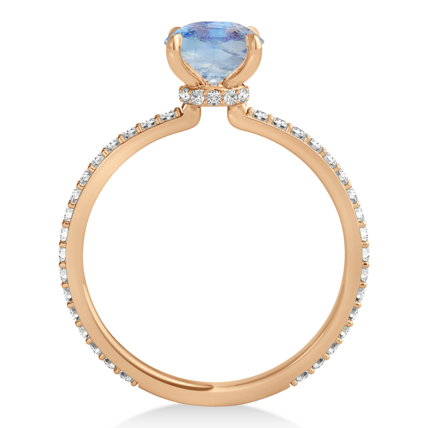 Princess Moonstone & Diamond Hidden Halo Engagement Ring 18k Rose Gold (0.89ct)