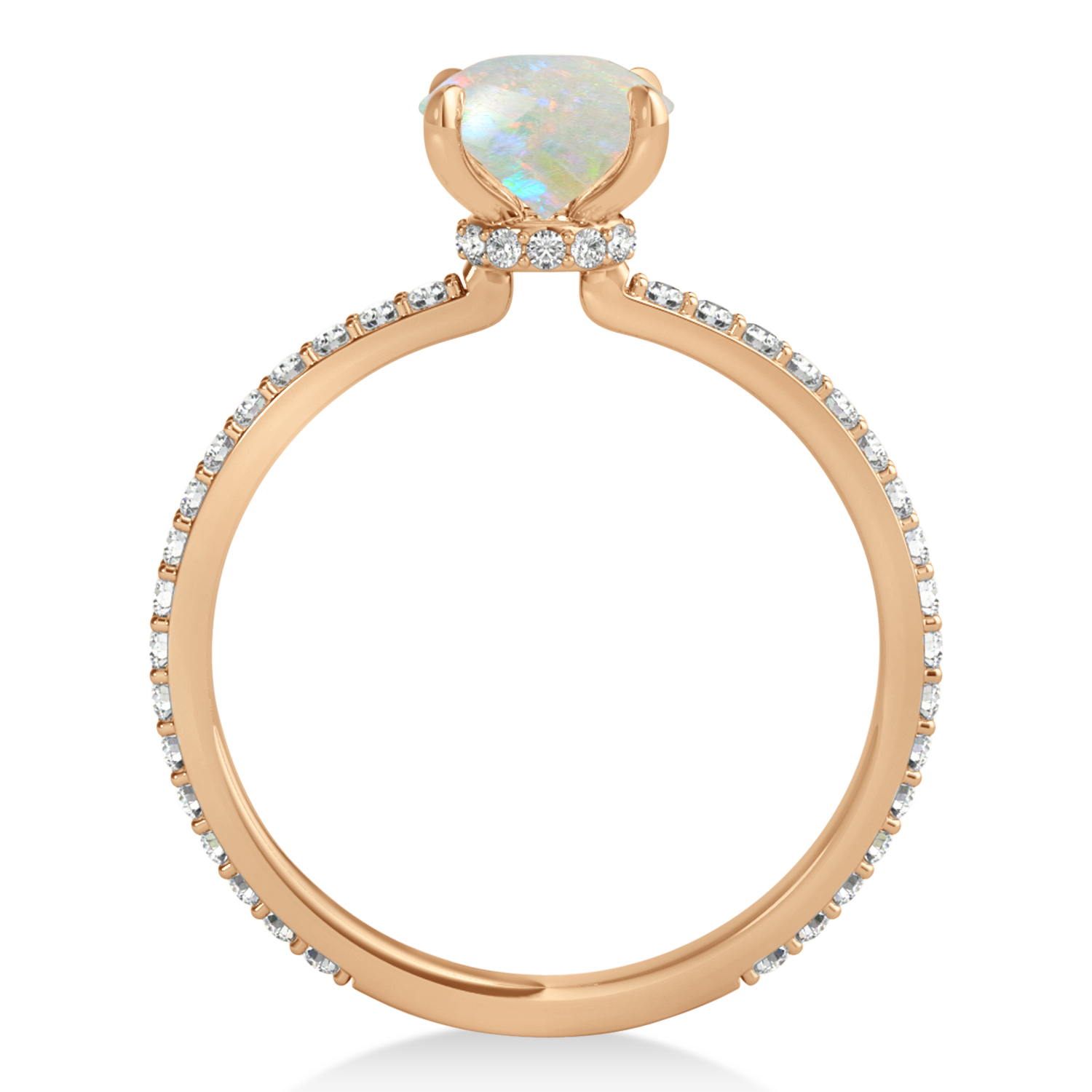 Princess Opal & Diamond Hidden Halo Engagement Ring 18k Rose Gold (0.89ct)
