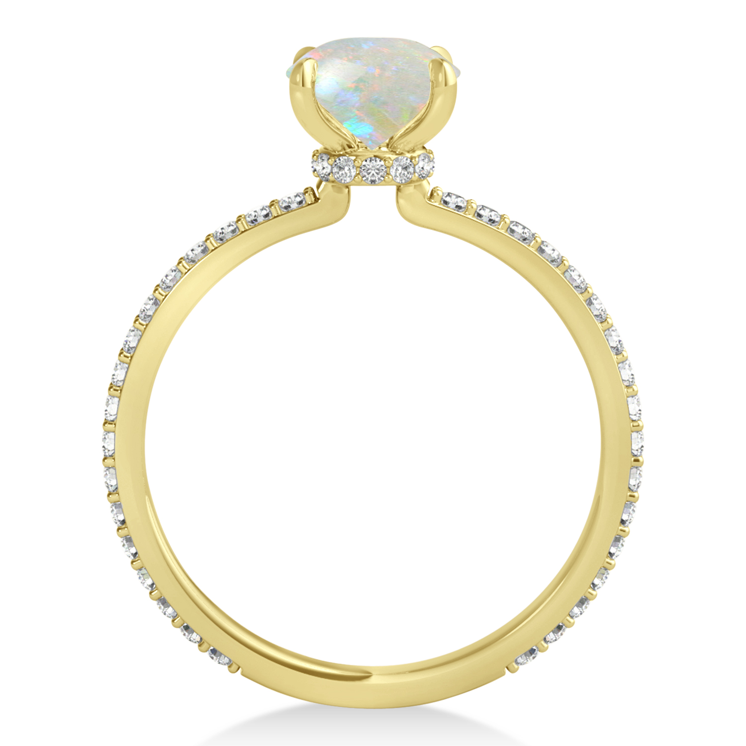 Princess Opal & Diamond Hidden Halo Engagement Ring 18k Yellow Gold (0.89ct)