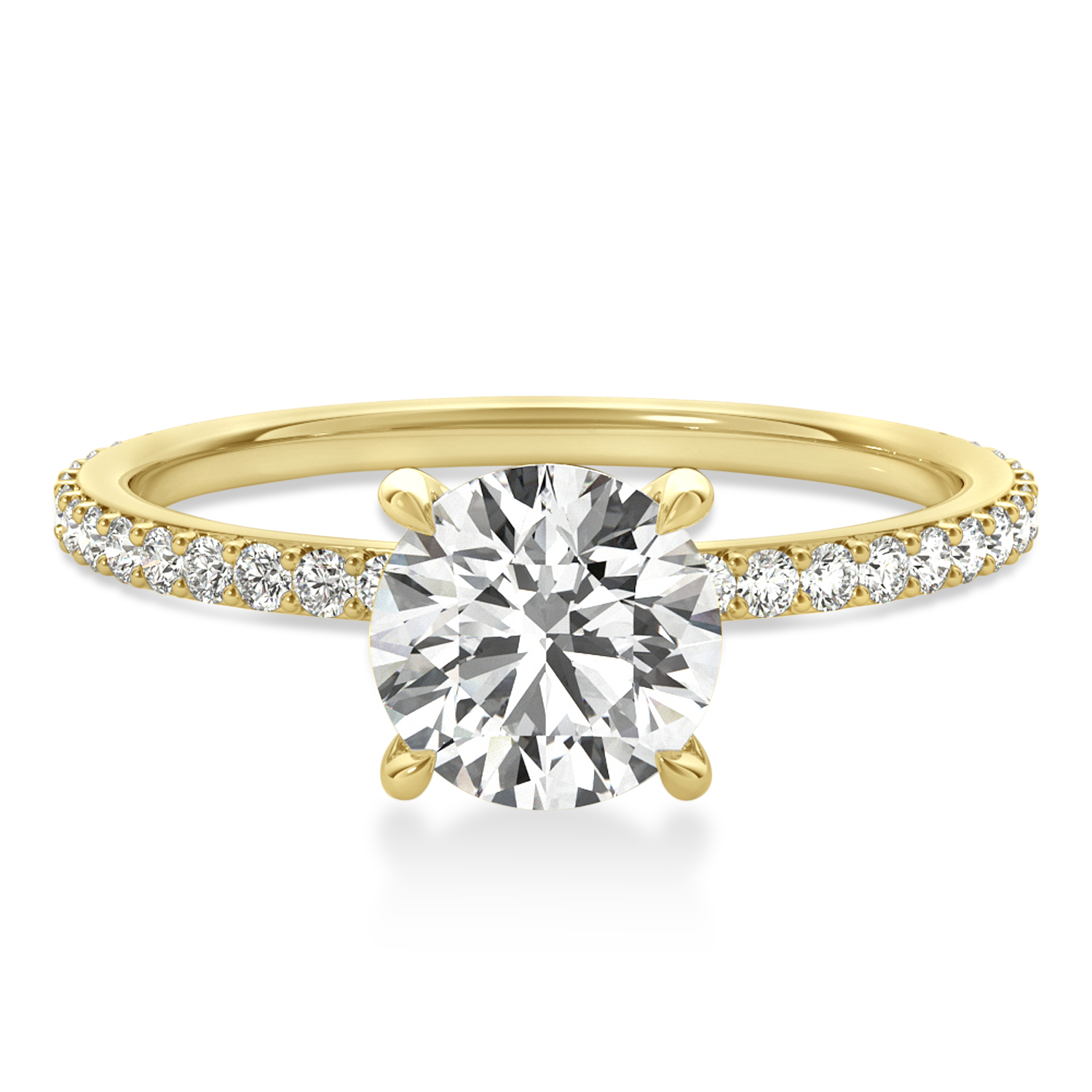 Round Diamond Hidden Halo Engagement Ring 14k Yellow Gold (1.50ct)