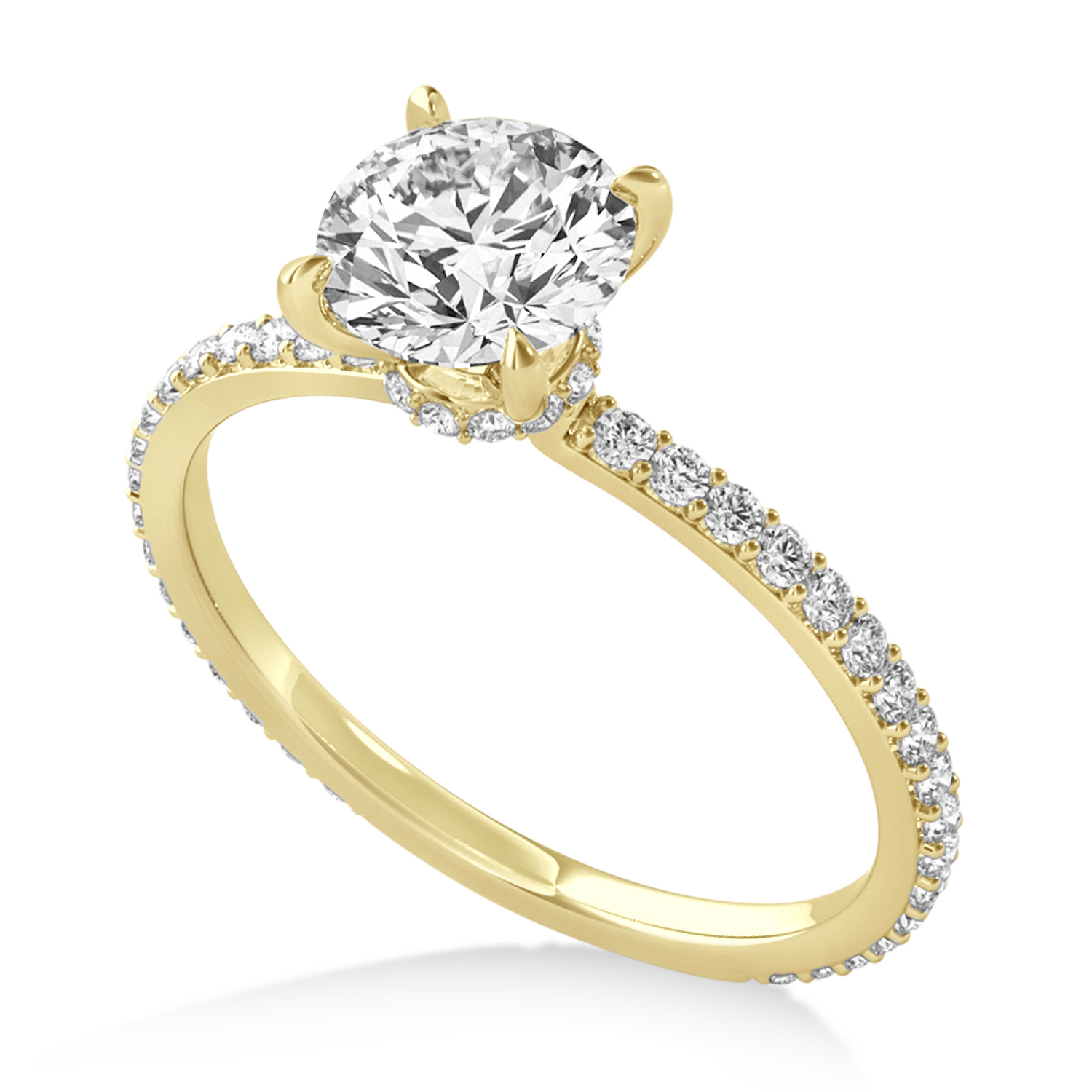 Round Diamond Hidden Halo Engagement Ring 14k Yellow Gold (1.50ct)