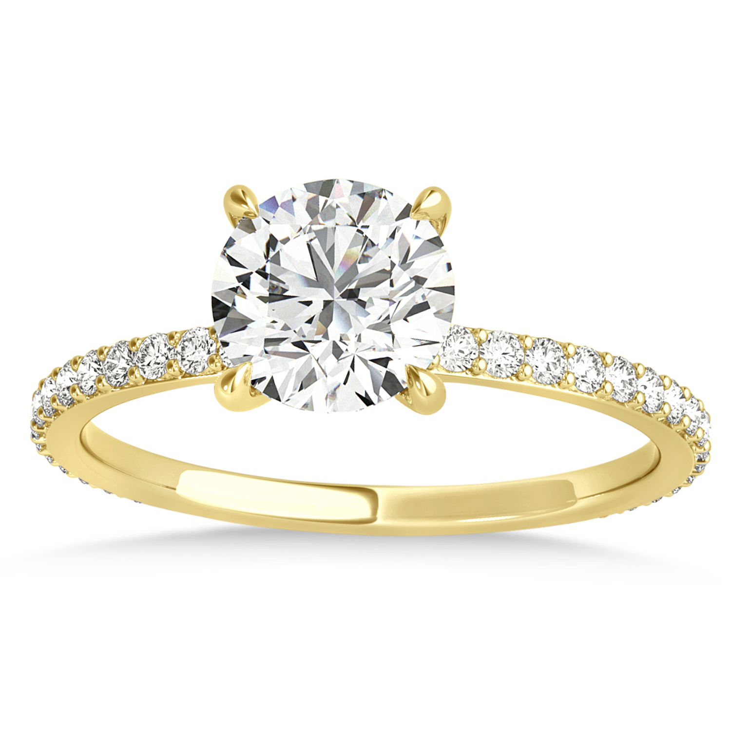 Round Diamond Hidden Halo Engagement Ring 14k Yellow Gold (1.50ct)