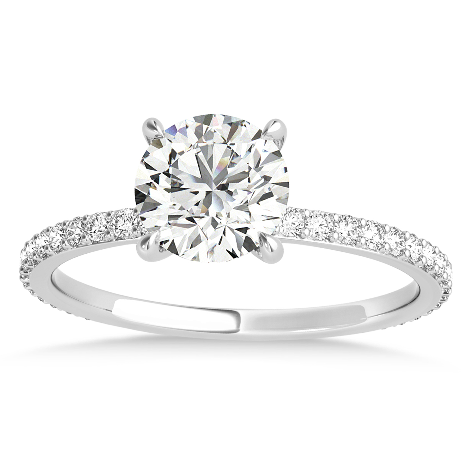 Round Diamond Hidden Halo Engagement Ring Palladium (3.00ct)