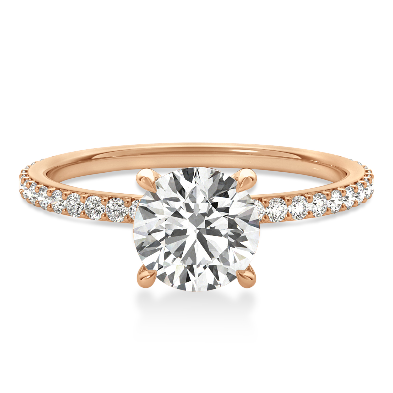 Round Lab Grown Diamond Hidden Halo Engagement Ring 14k Rose Gold (1.00ct)