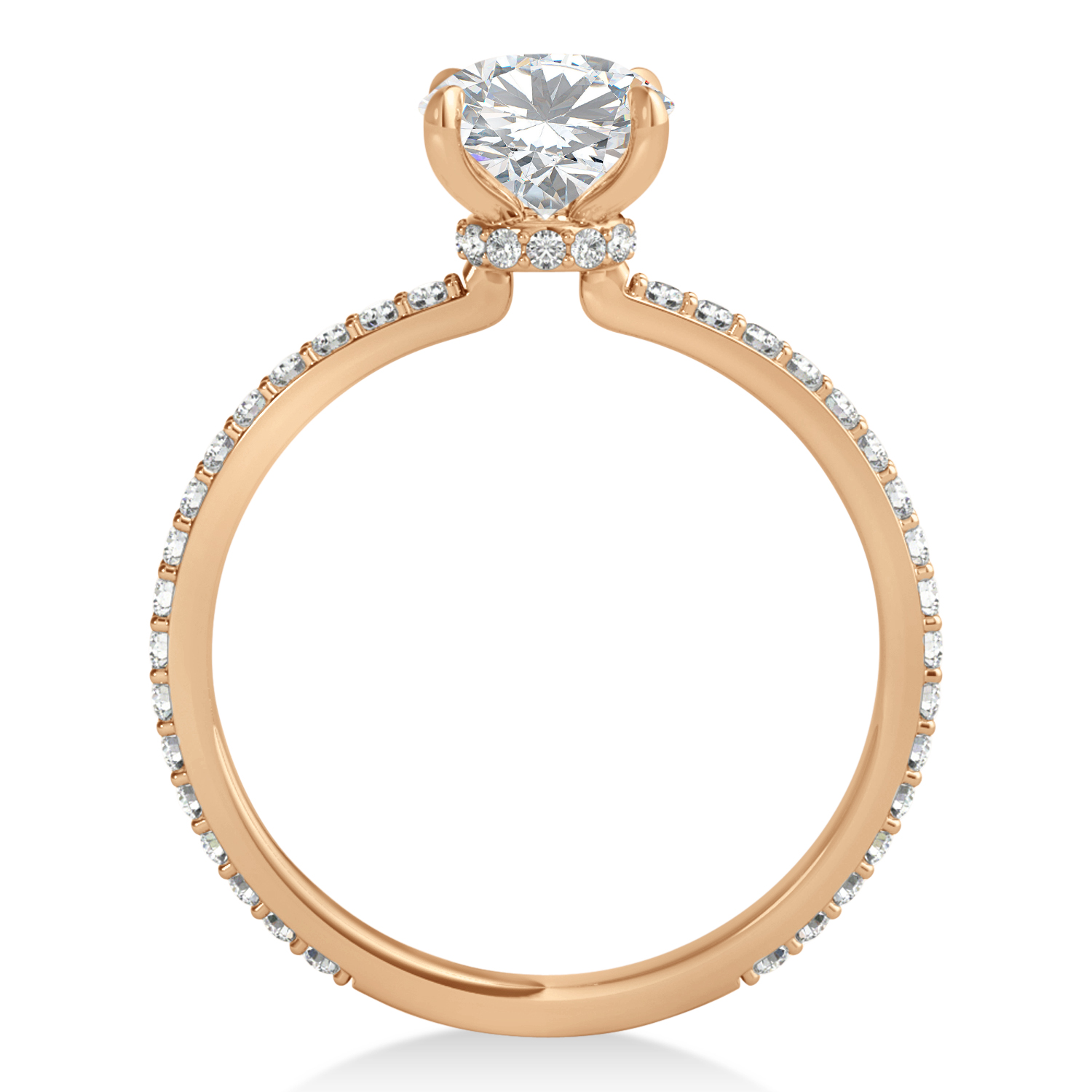 Round Lab Grown Diamond Hidden Halo Engagement Ring 14k Rose Gold (3.00ct)