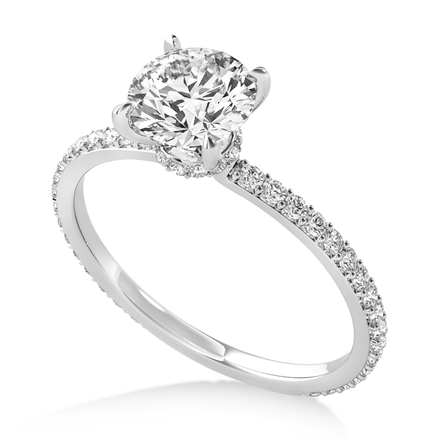 Round Lab Grown Diamond Hidden Halo Engagement Ring Palladium (3.00ct)