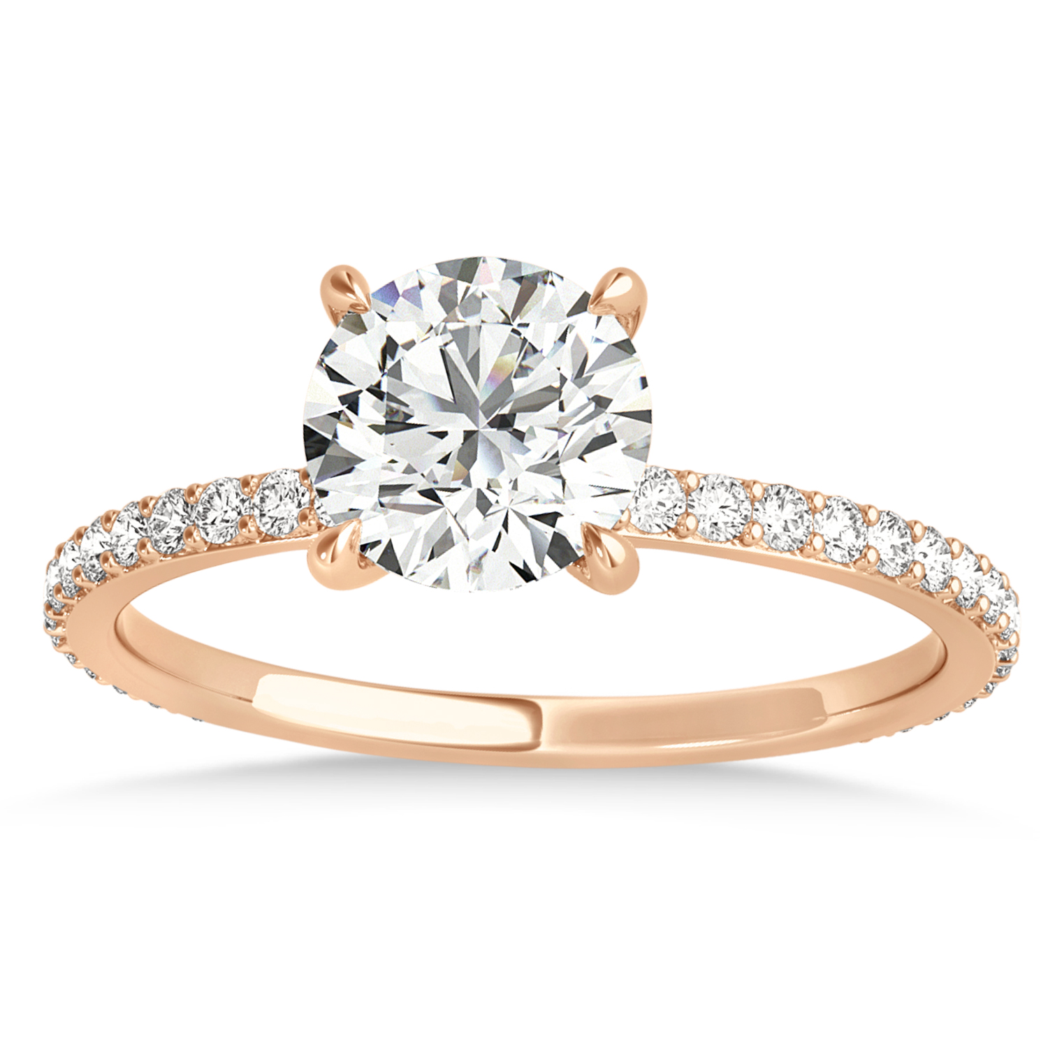 Round Lab Grown Diamond Hidden Halo Engagement Ring 18k Rose Gold (0.75ct)