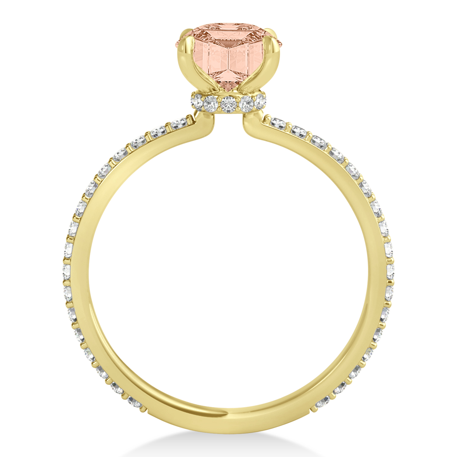 Round Morganite & Diamond Hidden Halo Engagement Ring 18k Yellow Gold (1.68ct)