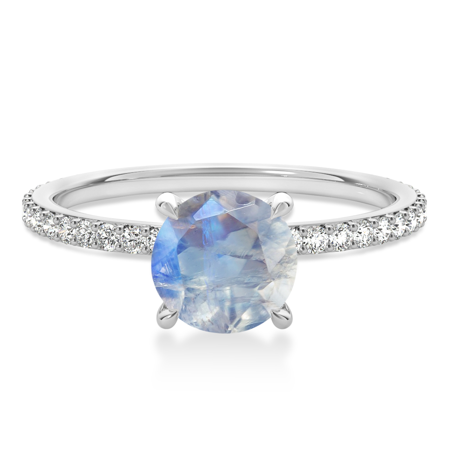 Round Moonstone & Diamond Hidden Halo Engagement Ring Platinum (1.68ct)