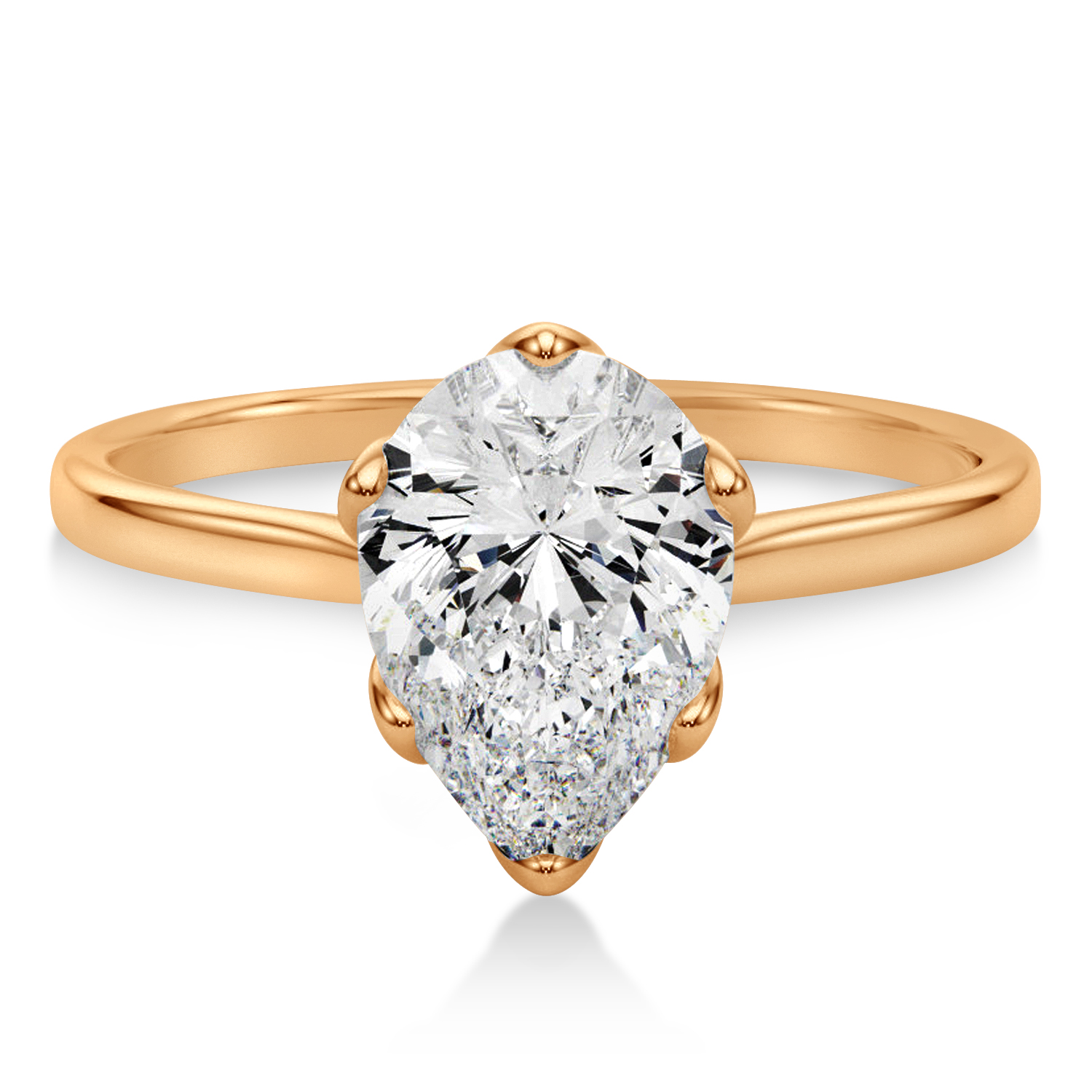 Solitaire Pear Shape Engagement Ring 14k Rose Gold