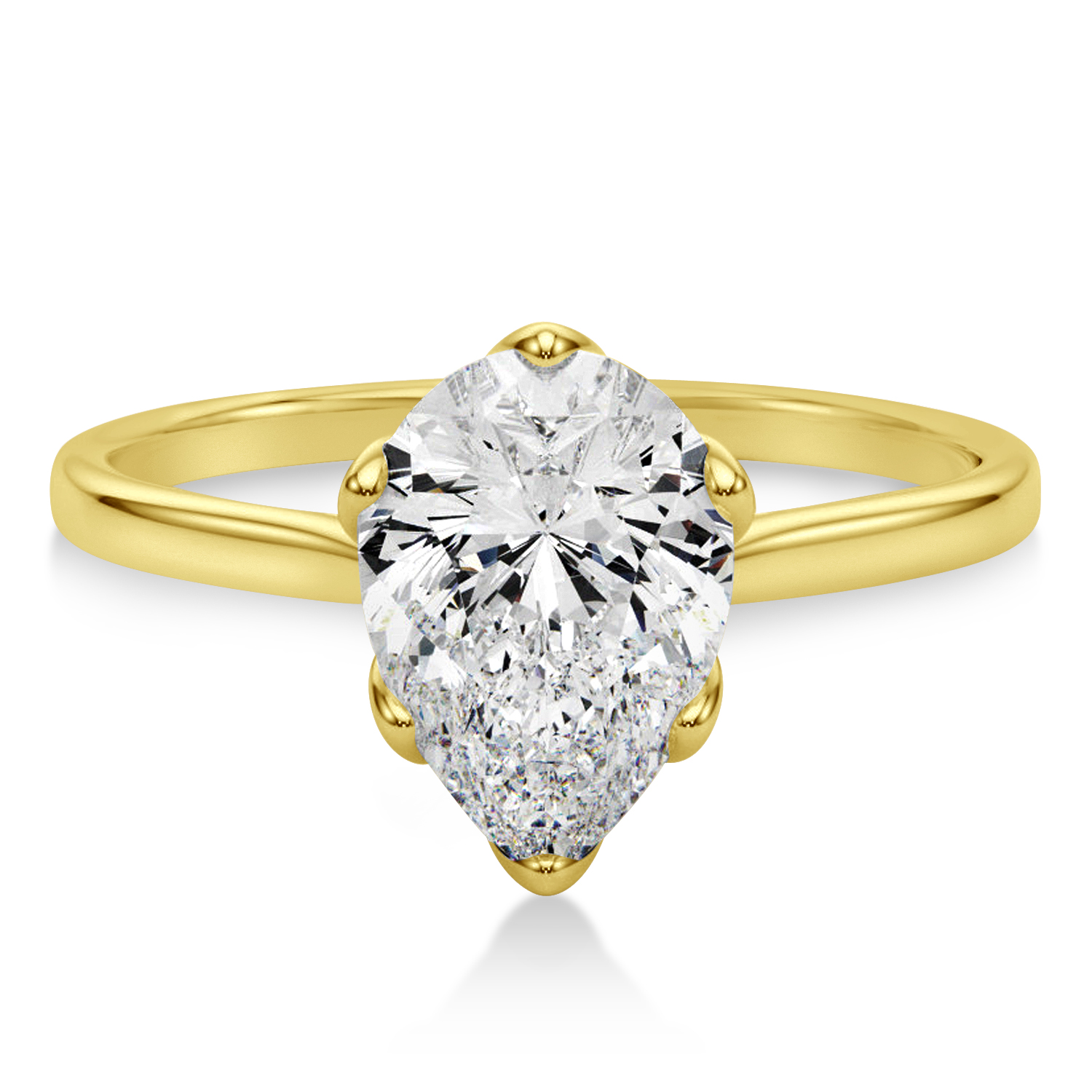 Solitaire Pear Shape Engagement Ring 14k Yellow Gold