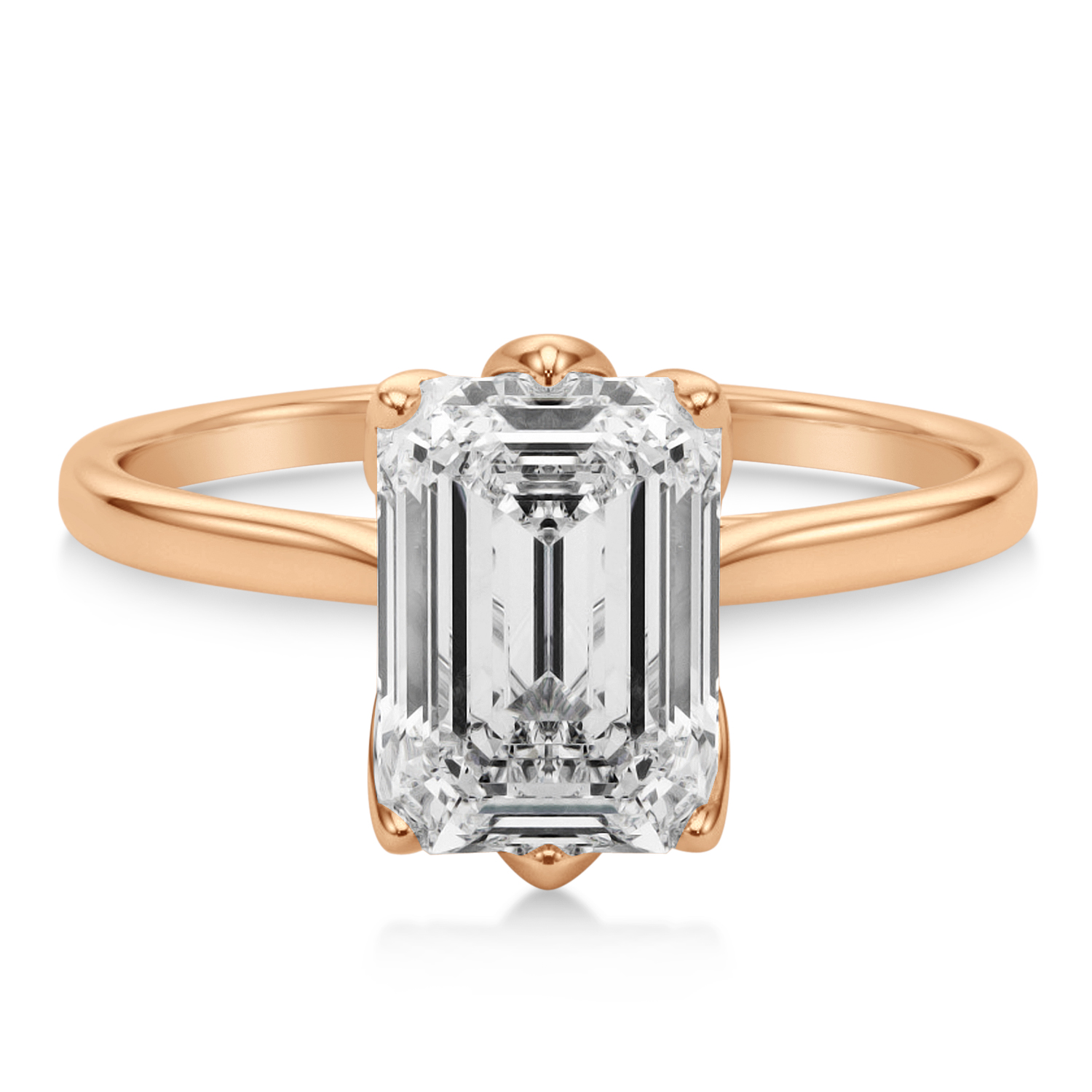 Solitaire Emerald Cut Engagement Ring 14k Rose Gold