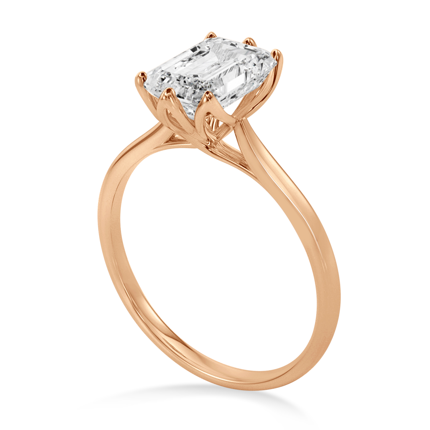Solitaire Emerald Cut Engagement Ring 14k Rose Gold