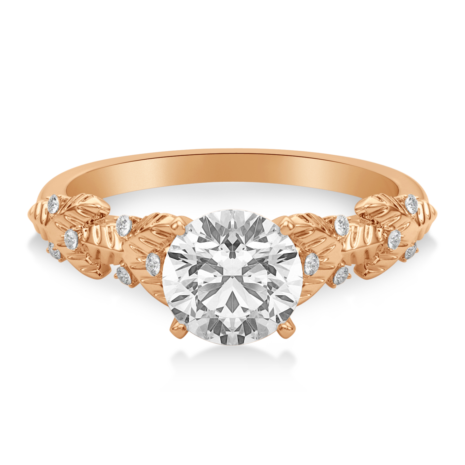 Lab Grown Diamond Floral Vine Engagement Ring 14k Rose Gold (0.05ct)