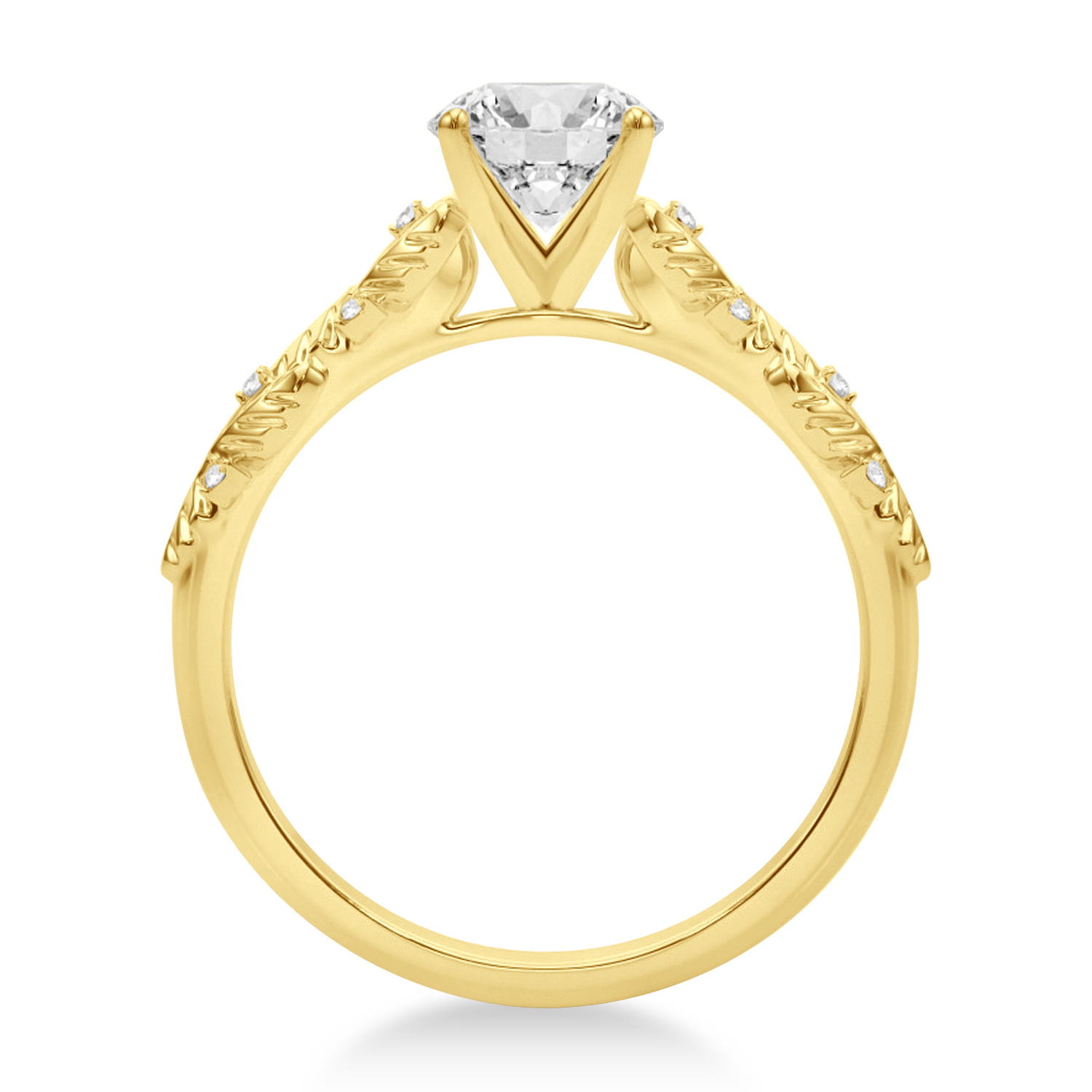 Lab Grown Diamond Floral Vine Engagement Ring 14k Yellow Gold (0.05ct)