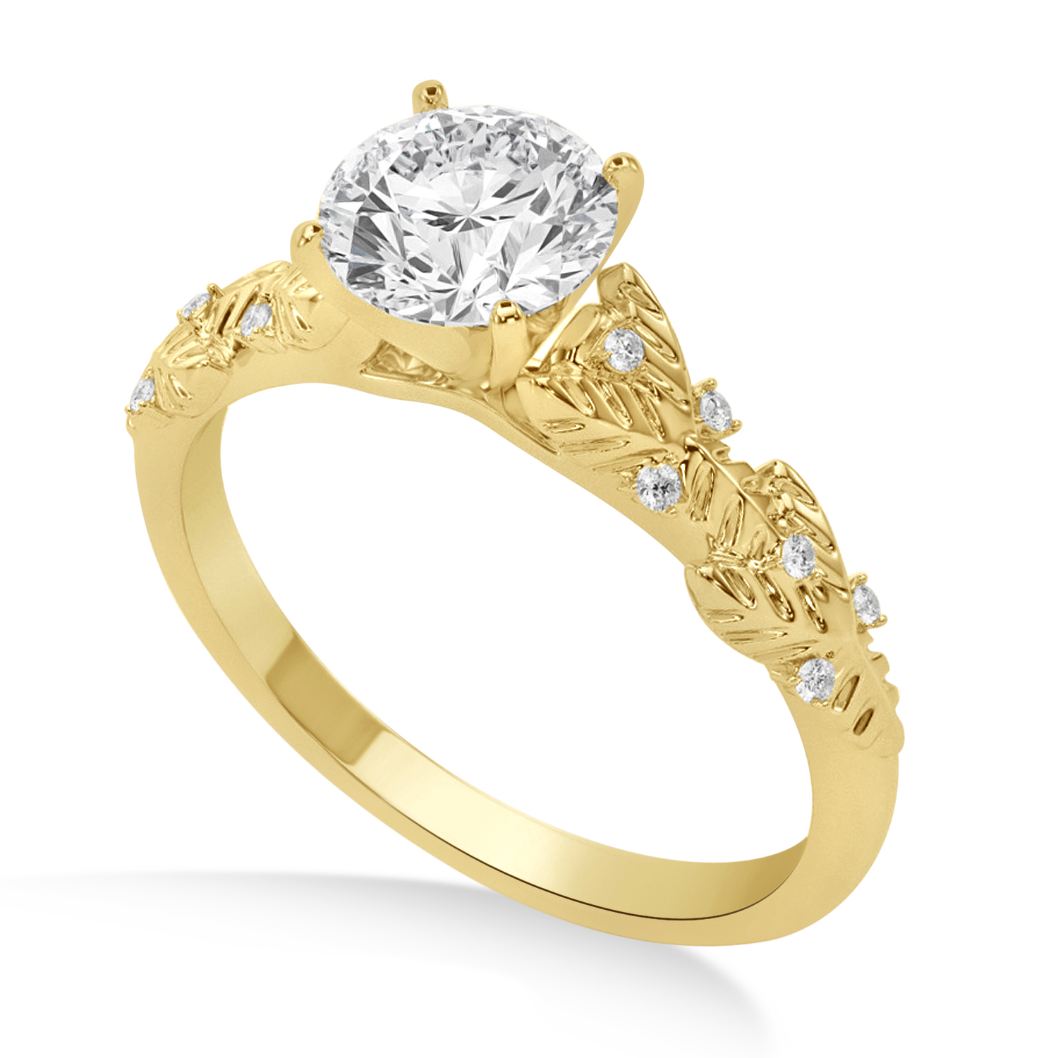 Lab Grown Diamond Floral Vine Engagement Ring 14k Yellow Gold (0.05ct)