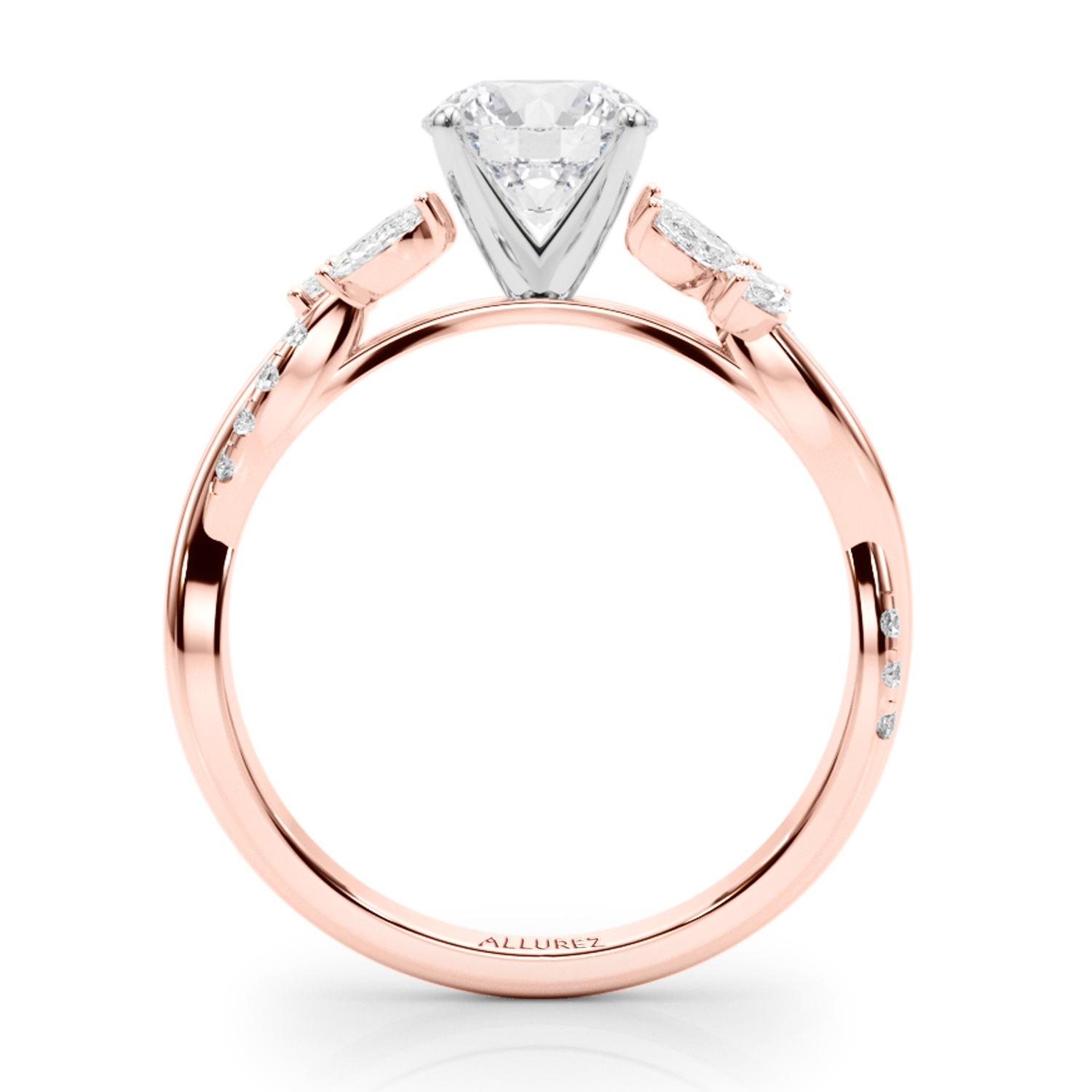 Lab Grown Diamond with Marquise Leaf Engagement Ring 14K Rose Gold (0.38ct)