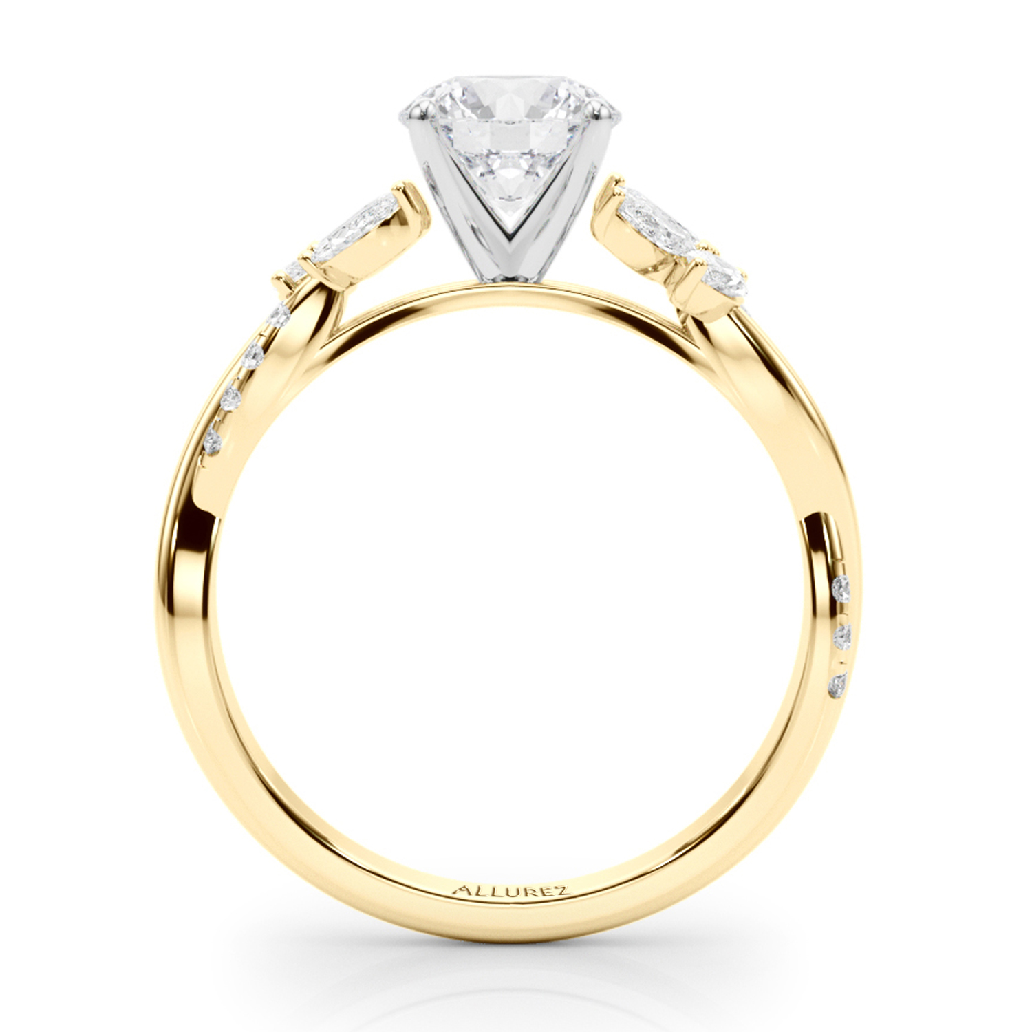 Lab Grown Diamond with Marquise Leaf Engagement Ring 18K Yellow Gold (0.38ct)