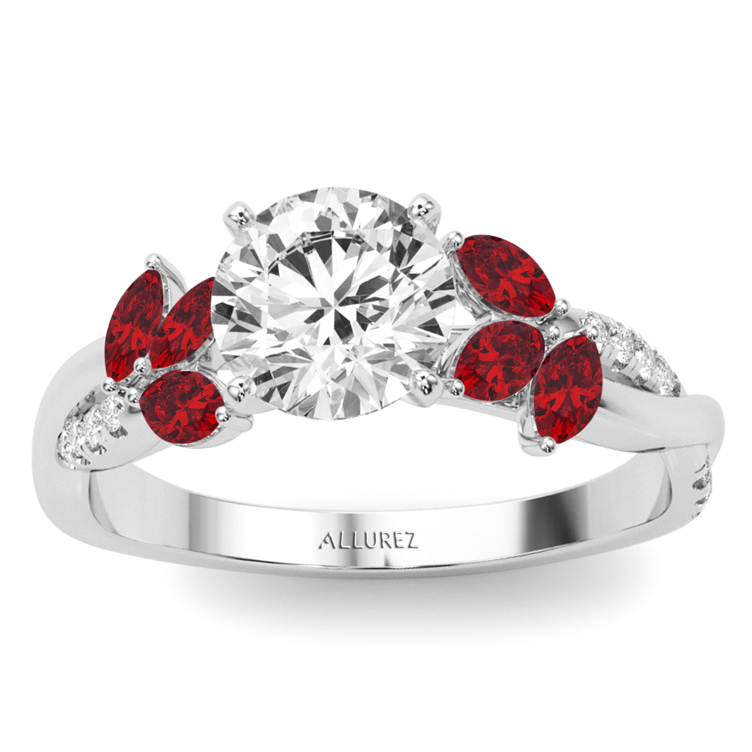 Diamond & Ruby Marquise Leaf Engagement Ring Palladium0.63ct - AZ22528