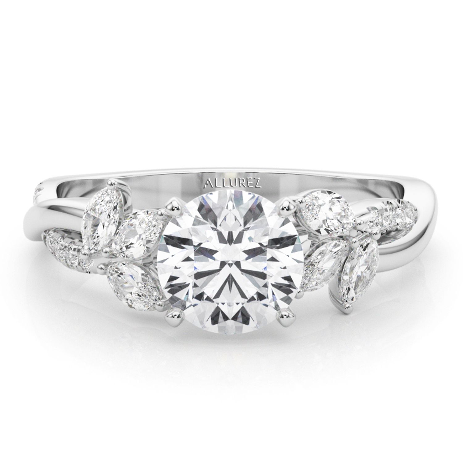 Lab Grown Diamond with Marquise Leaf Engagement Ring in Platinum (0.38ct)