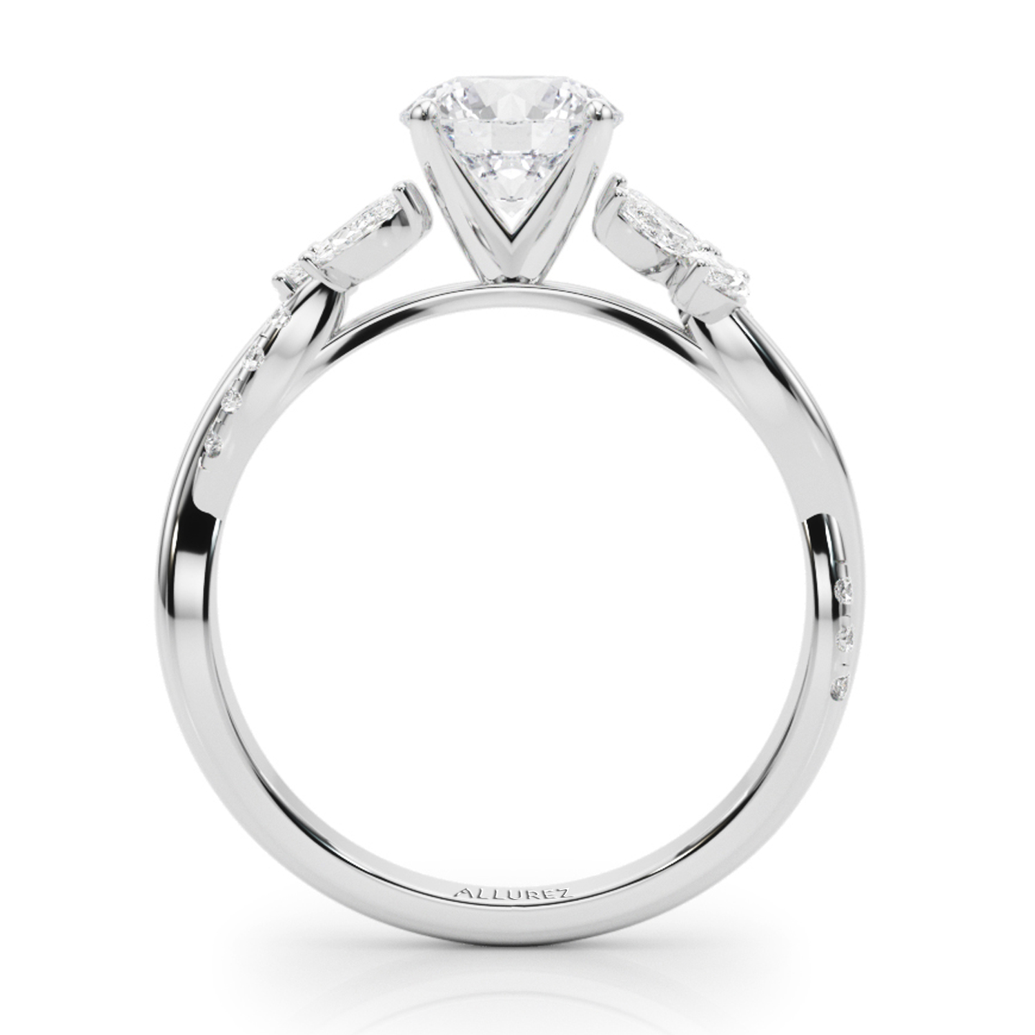 Lab Grown Diamond with Marquise Leaf Engagement Ring in Platinum (0.38ct)