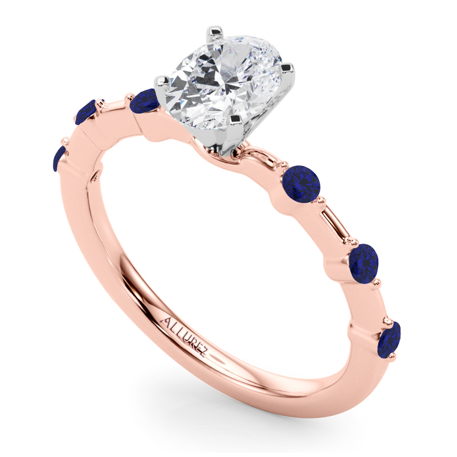 Blue Sapphire Scalloped Engagement Ring 14K Rose Gold (0.20ct)