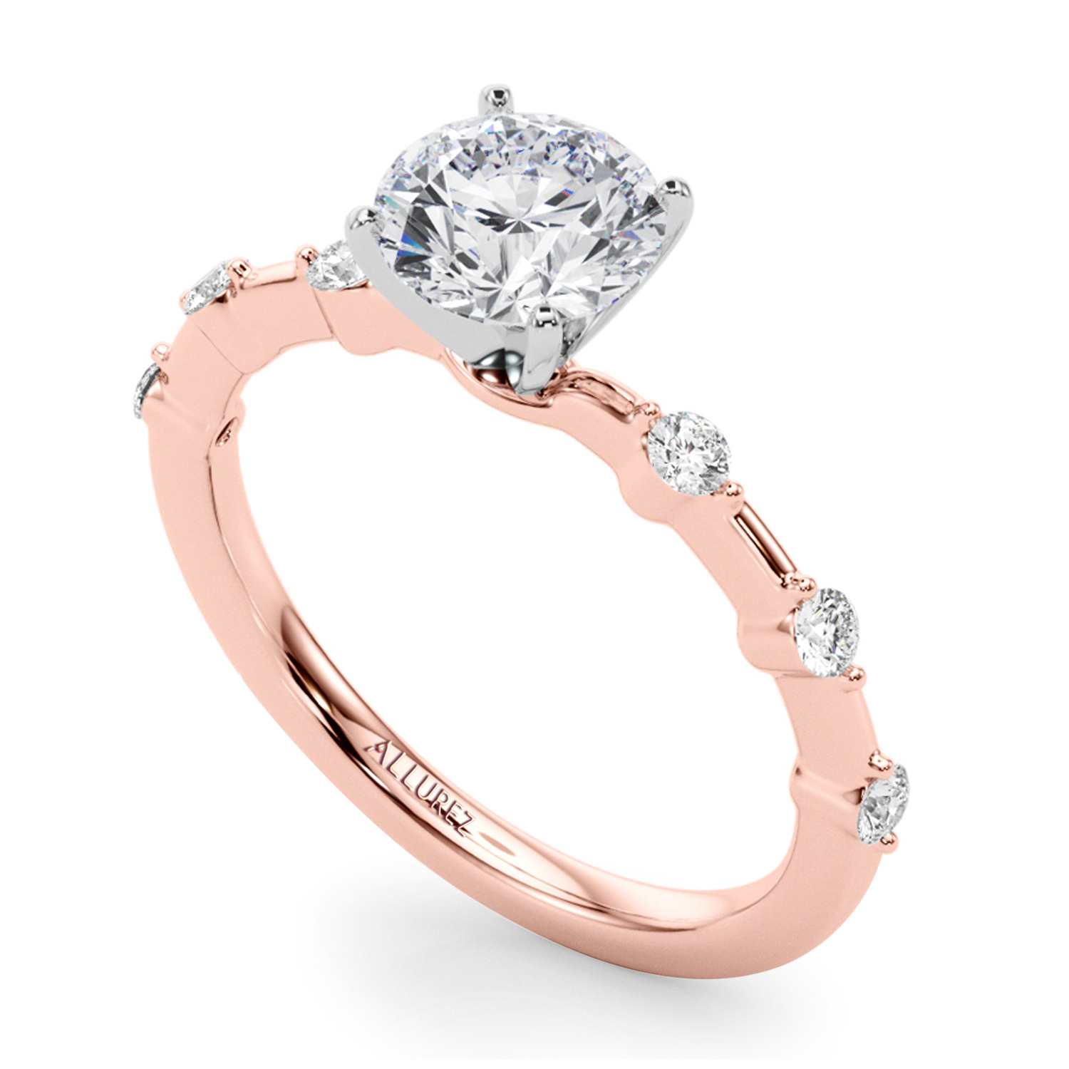Lab Grown Diamond Accented Scalloped Engagement Ring 14K Rose Gold (0.20ct)