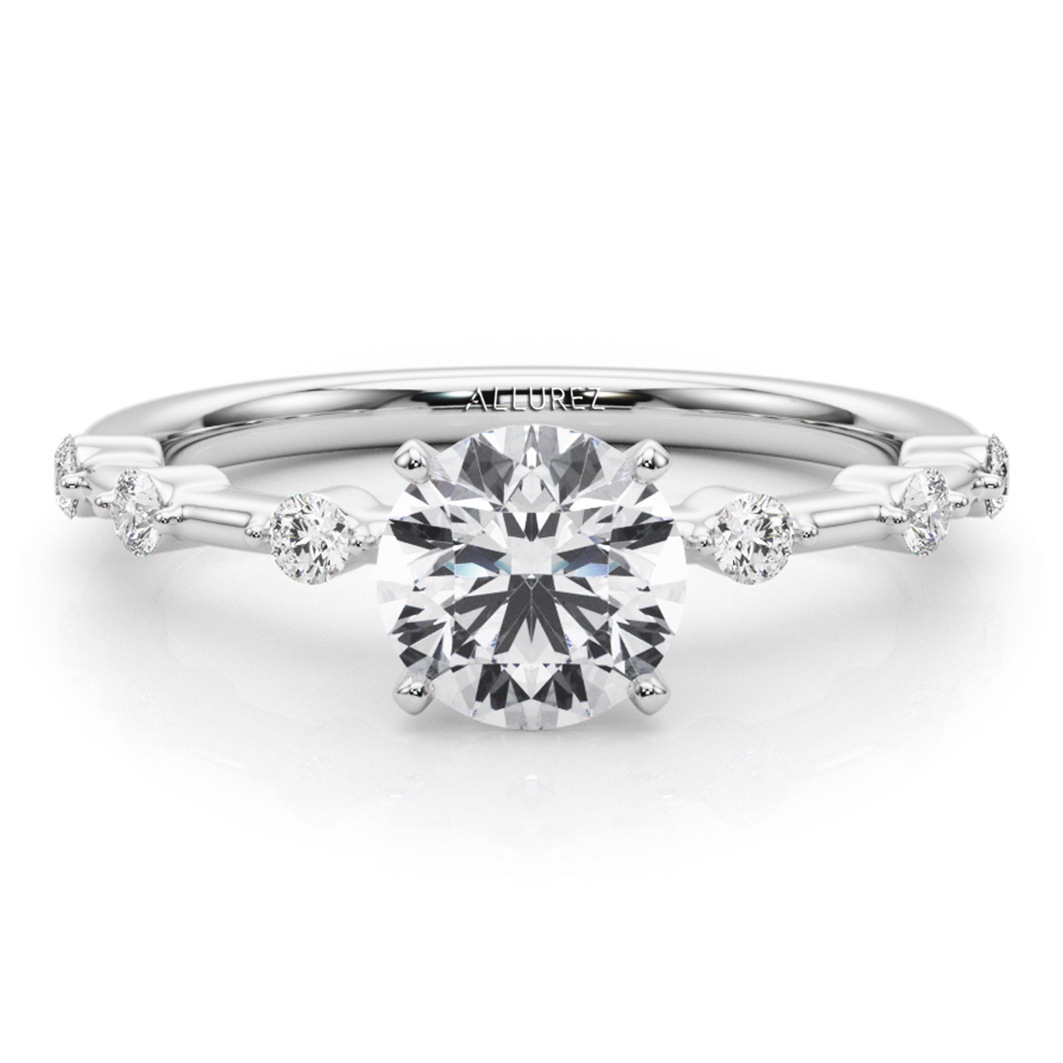 Diamond Accented Scalloped Engagement Ring 14K White Gold (0.20ct)