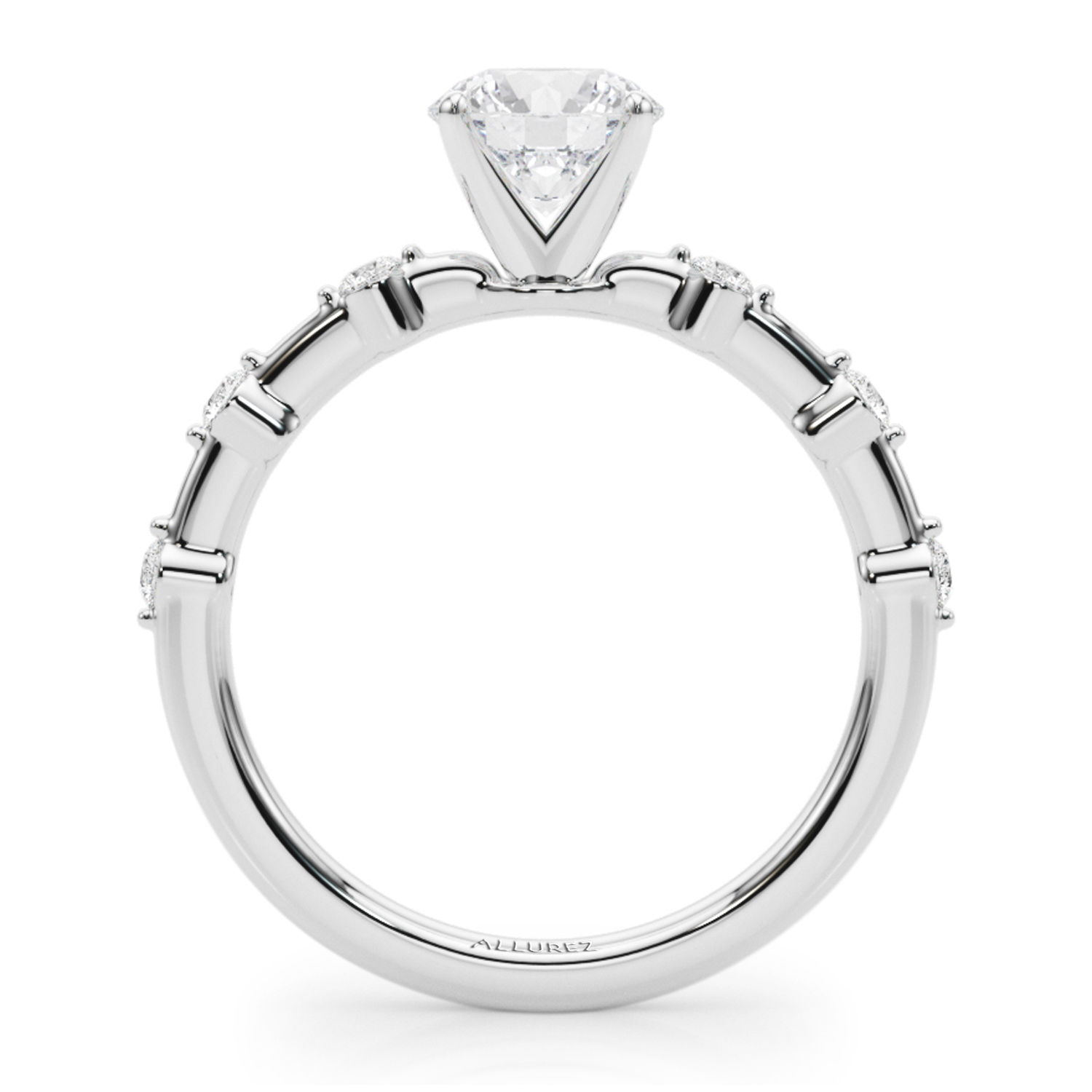 Diamond Accented Scalloped Engagement Ring 14K White Gold (0.20ct)