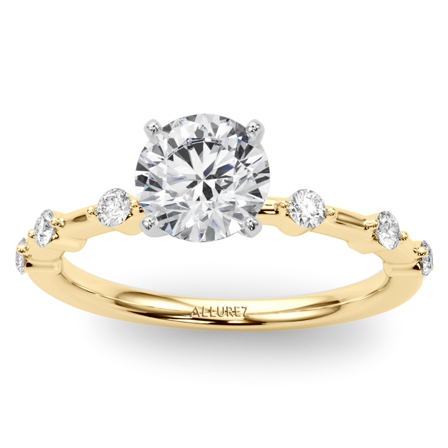 Lab Grown Diamond Accented Scalloped Engagement Ring 14K Yellow Gold (0.20ct)