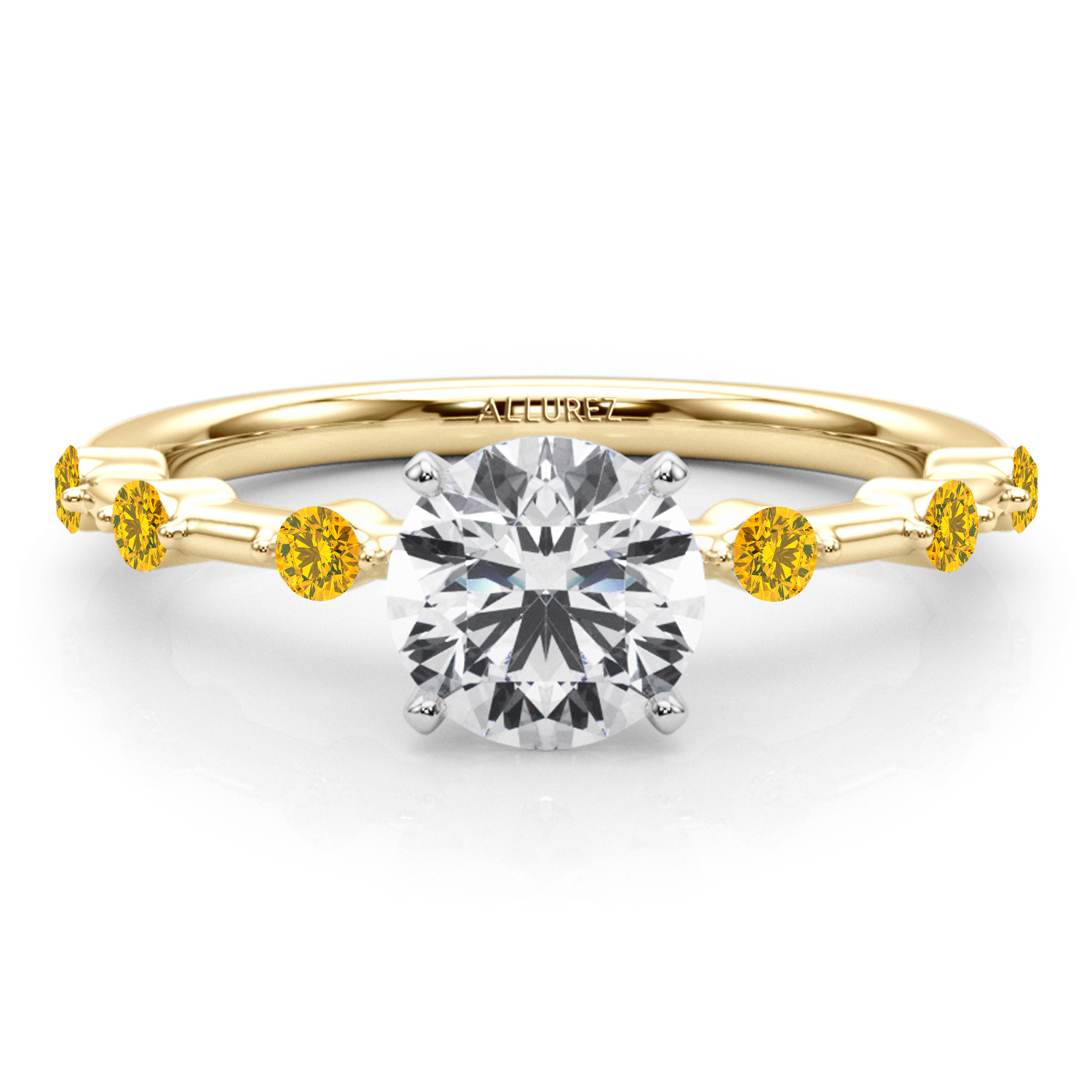 Yellow Diamond Scalloped Engagement Ring 14K Yellow Gold (0.20ct)