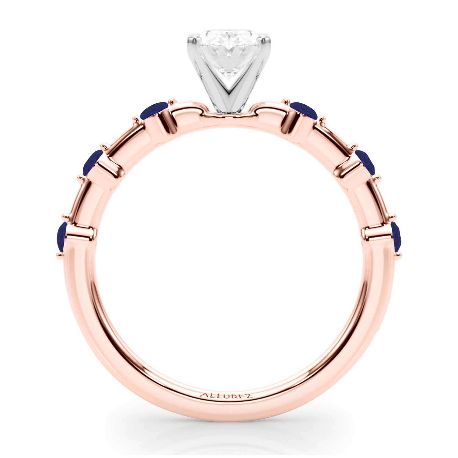 Blue Sapphire Scalloped Engagement Ring 18K Rose Gold (0.20ct)