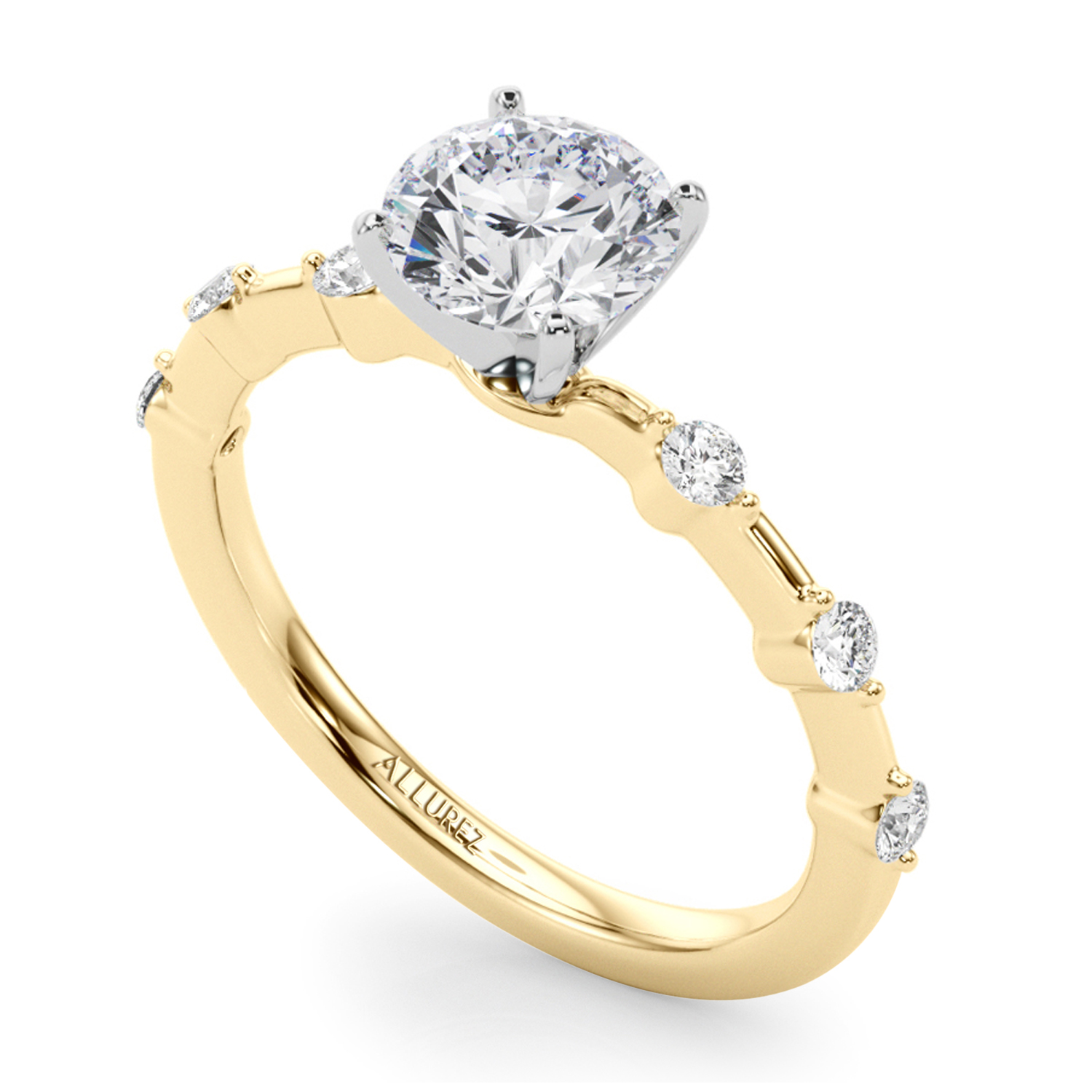 Lab Grown Diamond Accented Scalloped Engagement Ring 18K Yellow Gold (0.20ct)