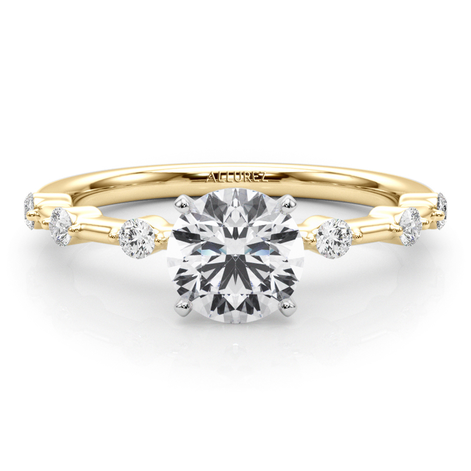 Lab Grown Diamond Accented Scalloped Engagement Ring 18K Yellow Gold (0.20ct)