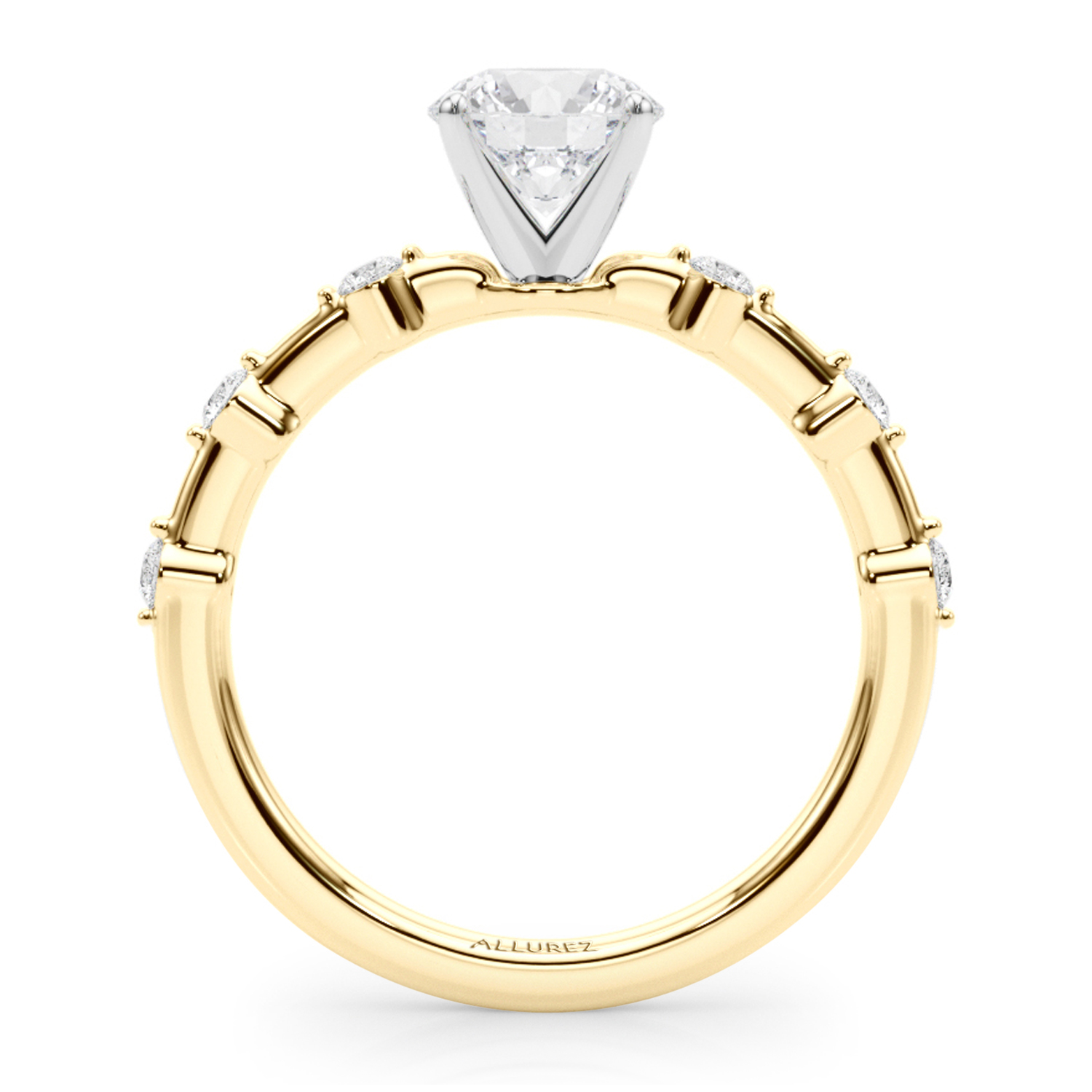 Lab Grown Diamond Accented Scalloped Engagement Ring 18K Yellow Gold (0.20ct)
