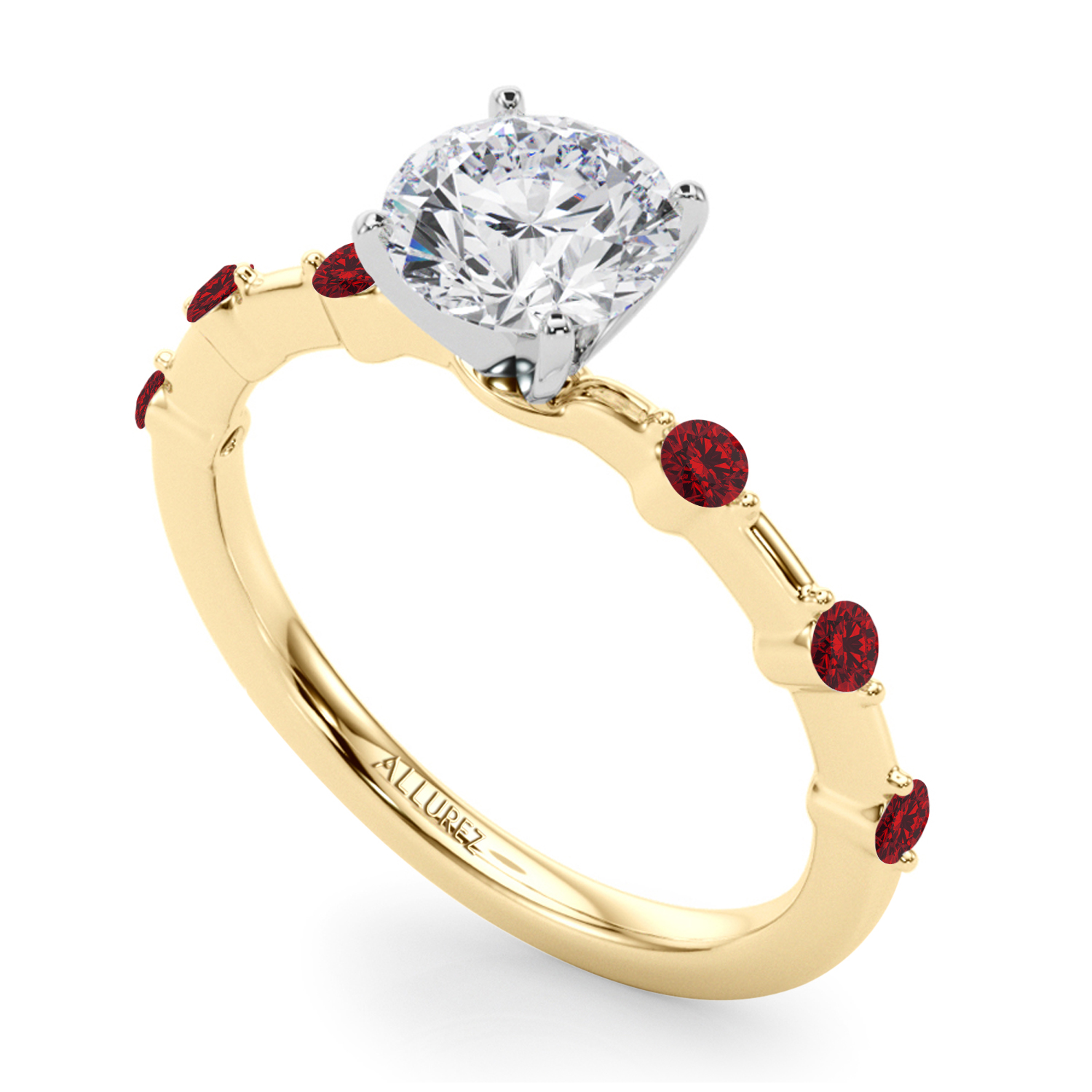 Ruby Scalloped Engagement Ring 18K Yellow Gold (0.20ct)