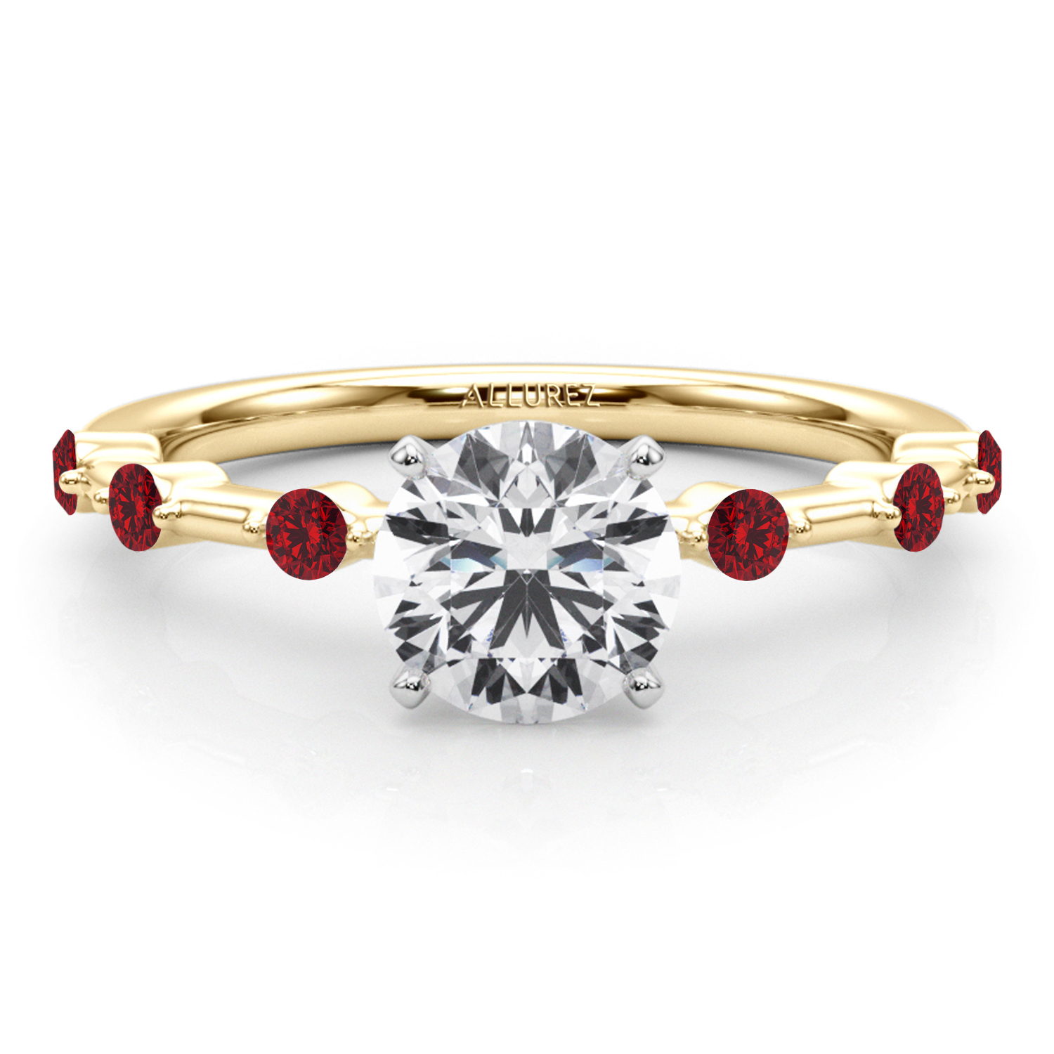 Ruby Scalloped Engagement Ring 18K Yellow Gold (0.20ct)