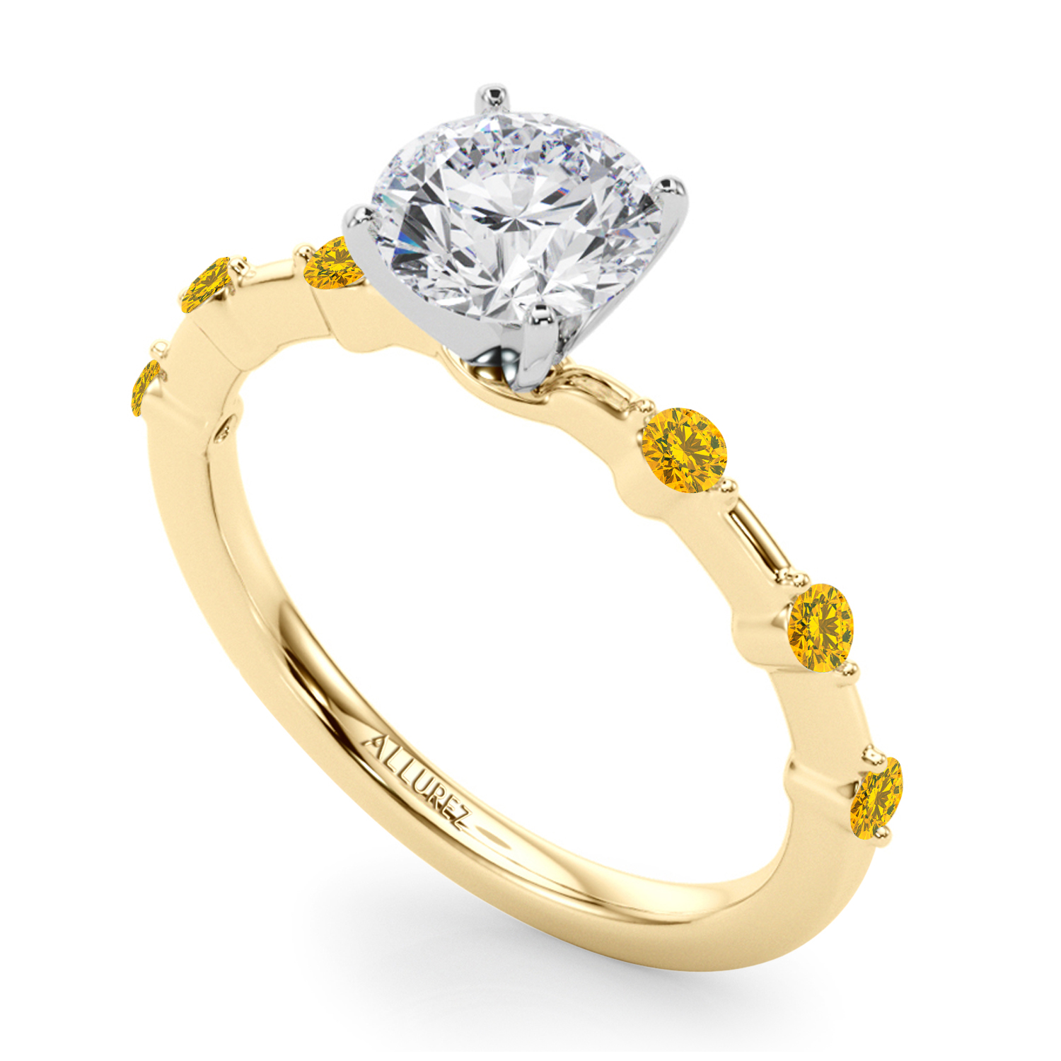Yellow Diamond Scalloped Engagement Ring 18K Yellow Gold (0.20ct)