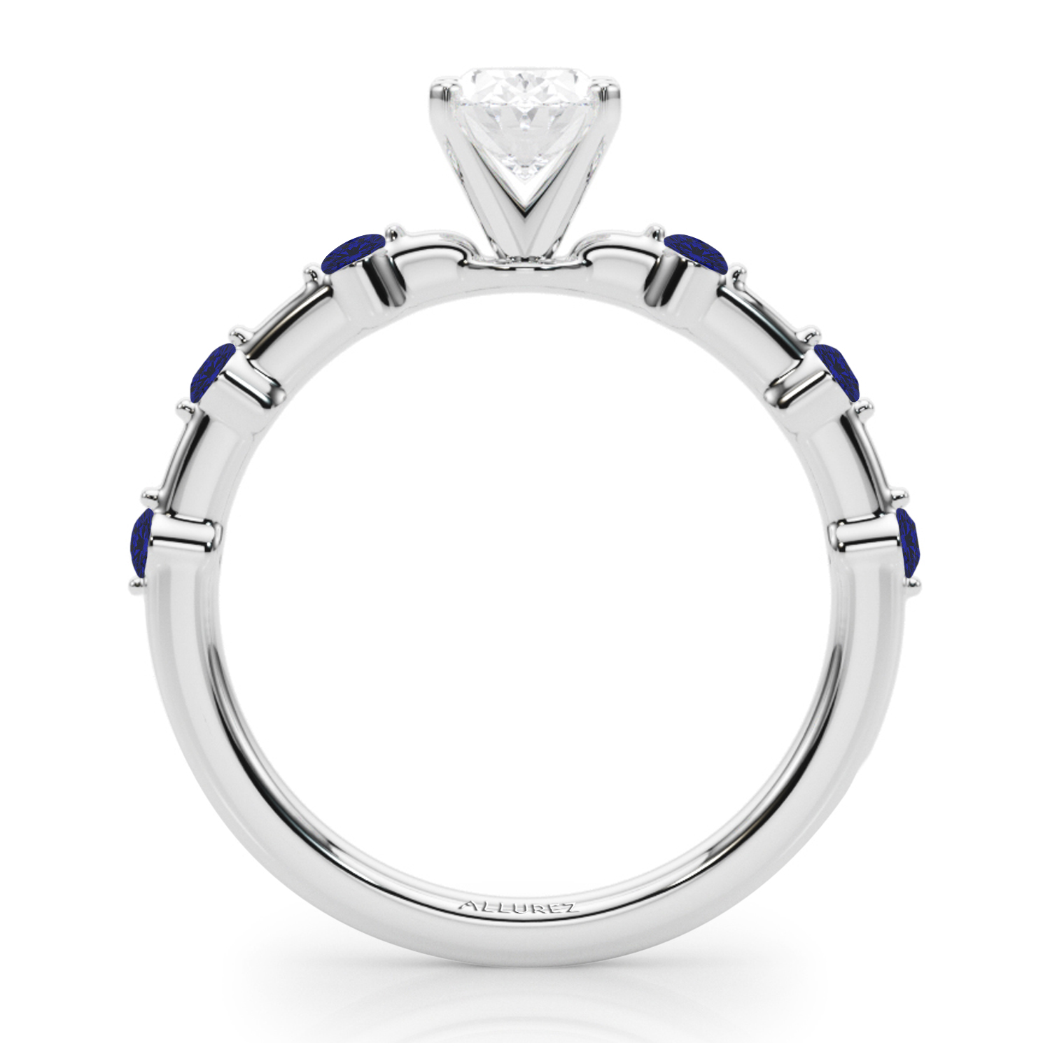 Blue Sapphire Scalloped Engagement Ring in Palladium (0.20ct)