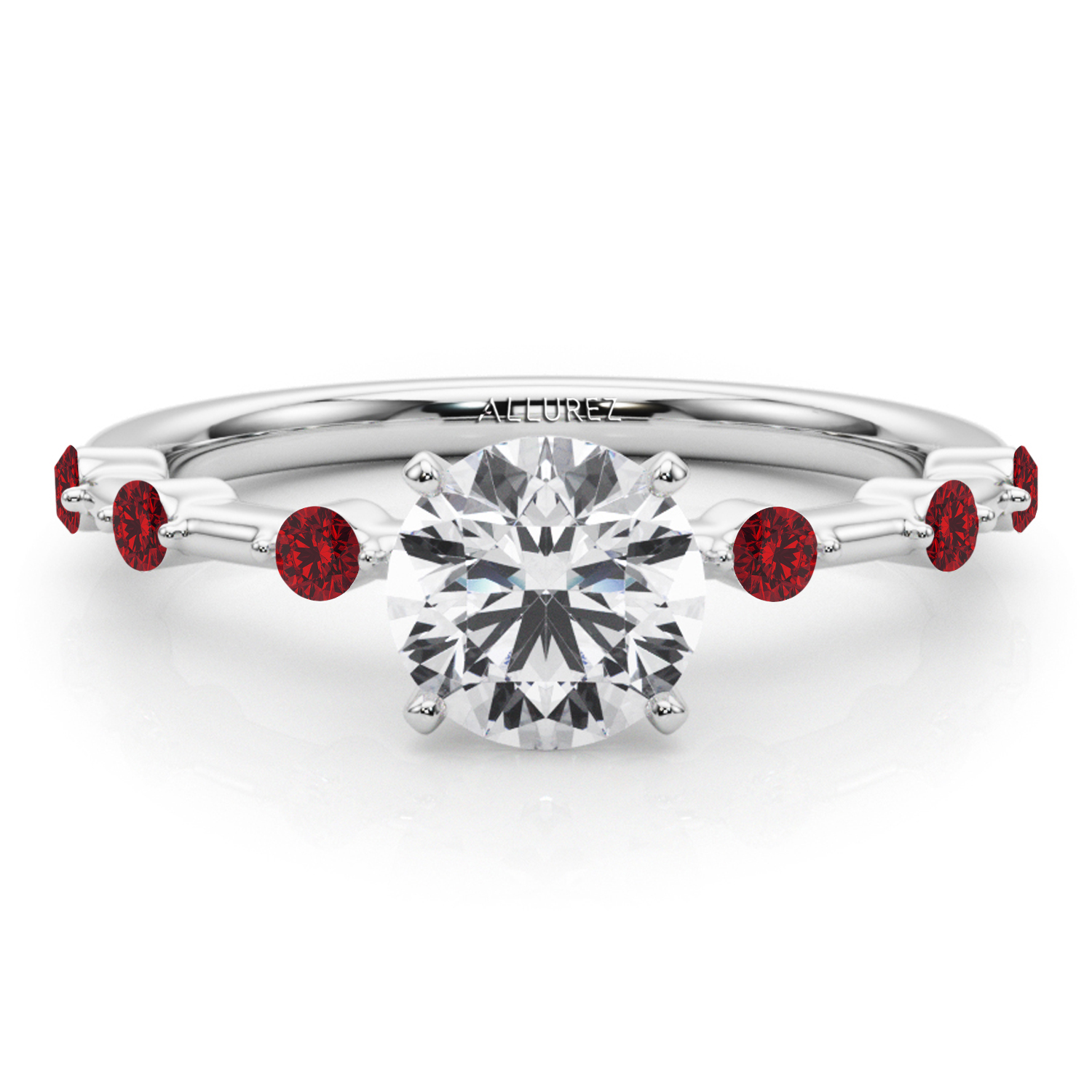 Ruby Scalloped Engagement Ring in Palladium (0.20ct)
