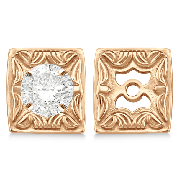 Scrollwork Fashion Earring Jackets in Plain Metal 14k Rose Gold