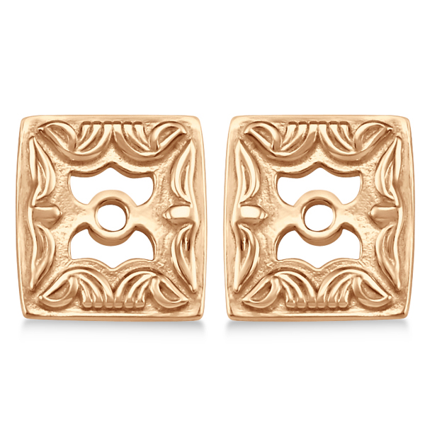 Scrollwork Fashion Earring Jackets in Plain Metal 14k Rose Gold