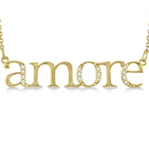 Amore Diamond Pendant Necklace in 14k Yellow Gold (0.08ct)