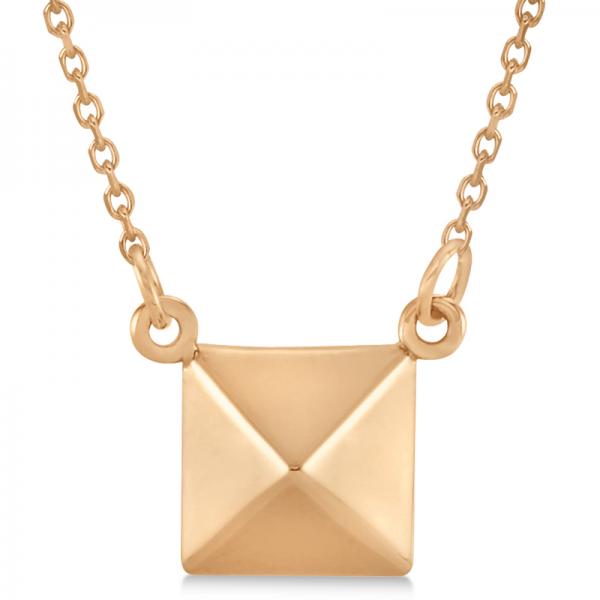 Pyramid Pendant Necklace in Plain Metal 14k Rose Gold