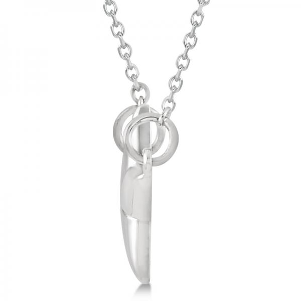 Star Pendant Necklace in Plain Metal 14k White Gold