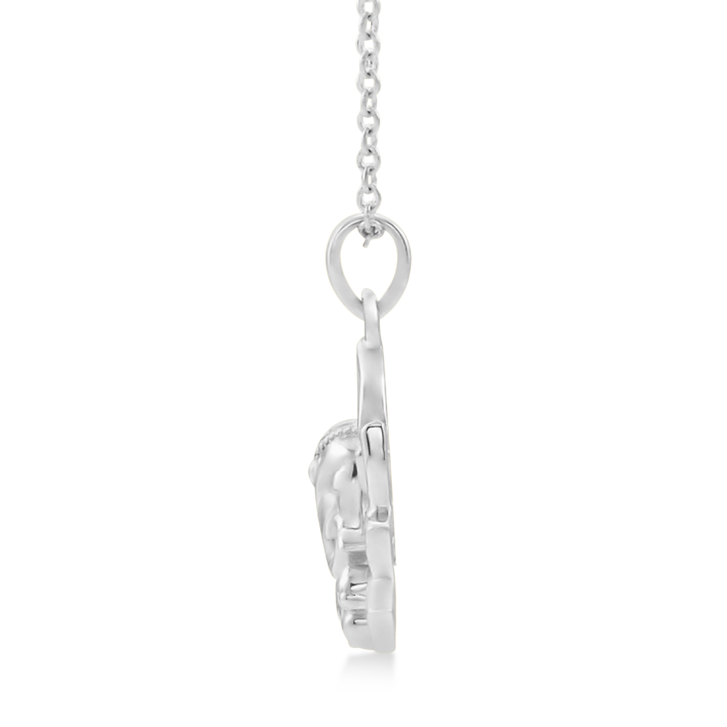 Hindu Deity Ganesha Pendant Necklace 14k White Gold