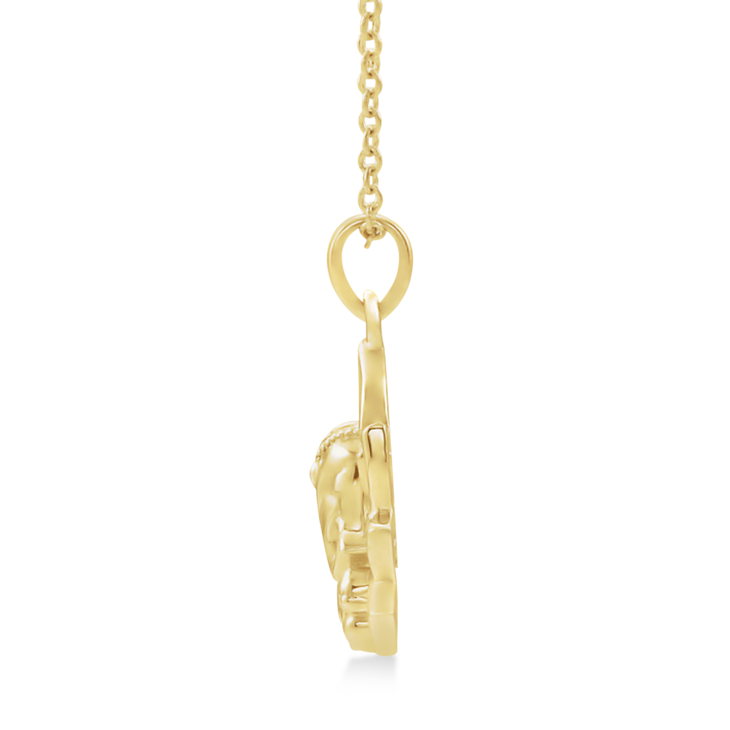 Hindu Deity Ganesha Pendant Necklace 14k Yellow Gold