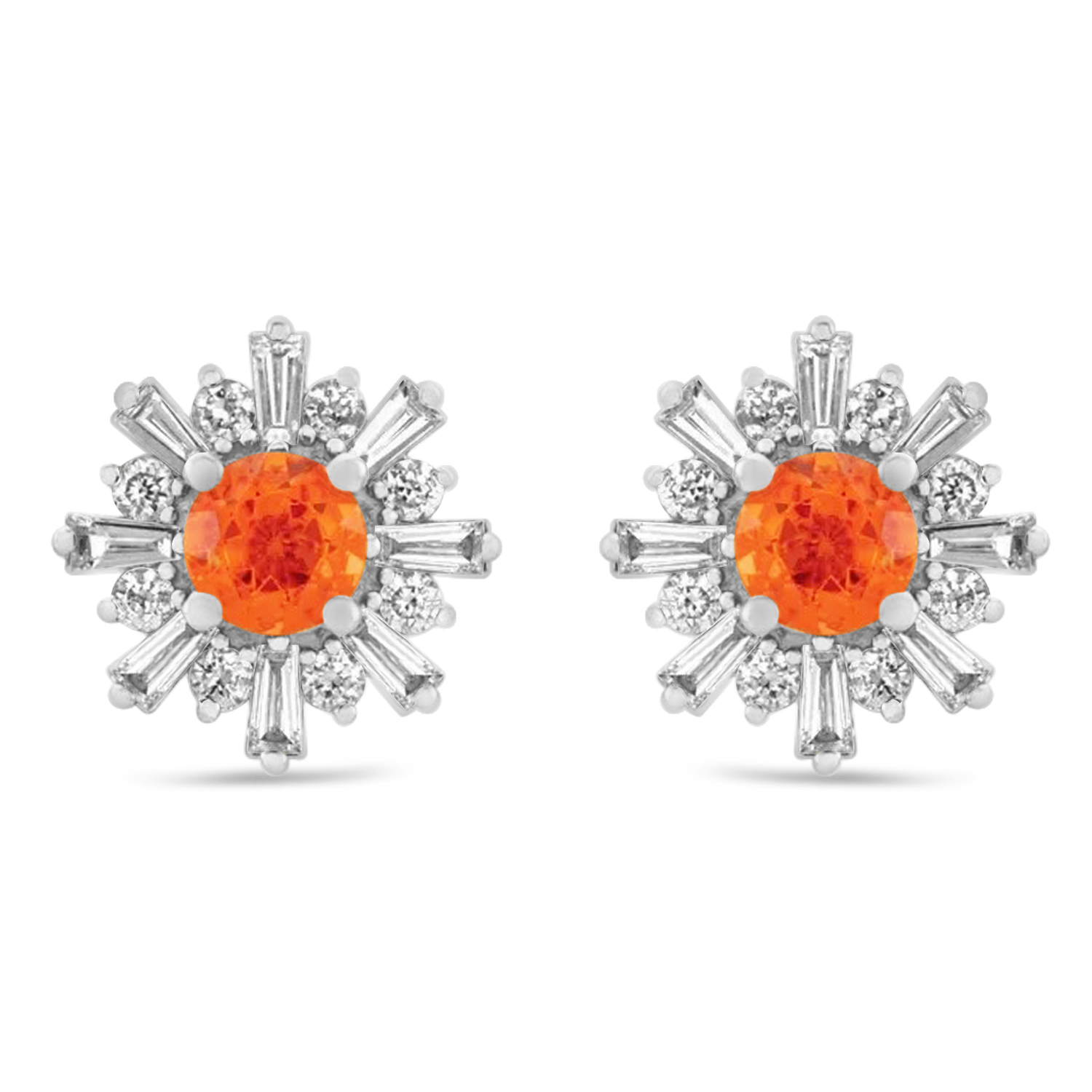 Diamond & Fire Opal Earrings 14k White Gold (1.80ct)